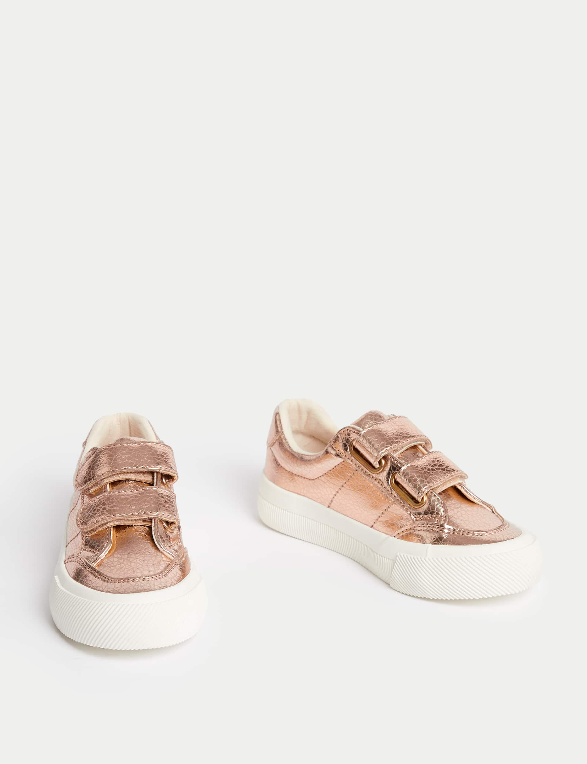 M&S Kids Metallic Riptape Trainers (4 Small - 2 Large) - 10 SSTD - Copper Rose, Silver,Copper Rose