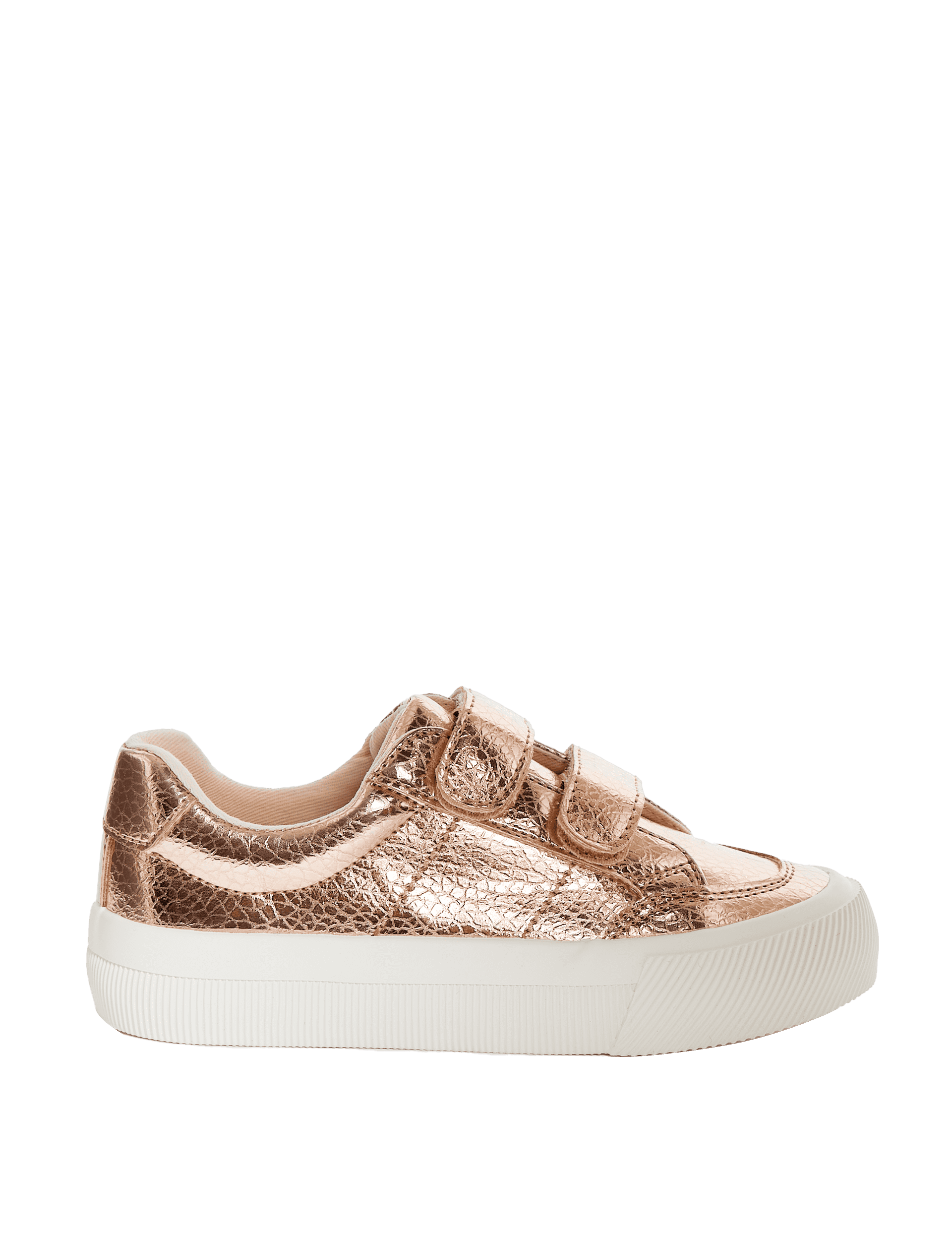 M&S Collection Kids Metallic Riptape Trainers (4 Small - 2 Large) - 2 LSTD - Copper Rose, Silver,Cop