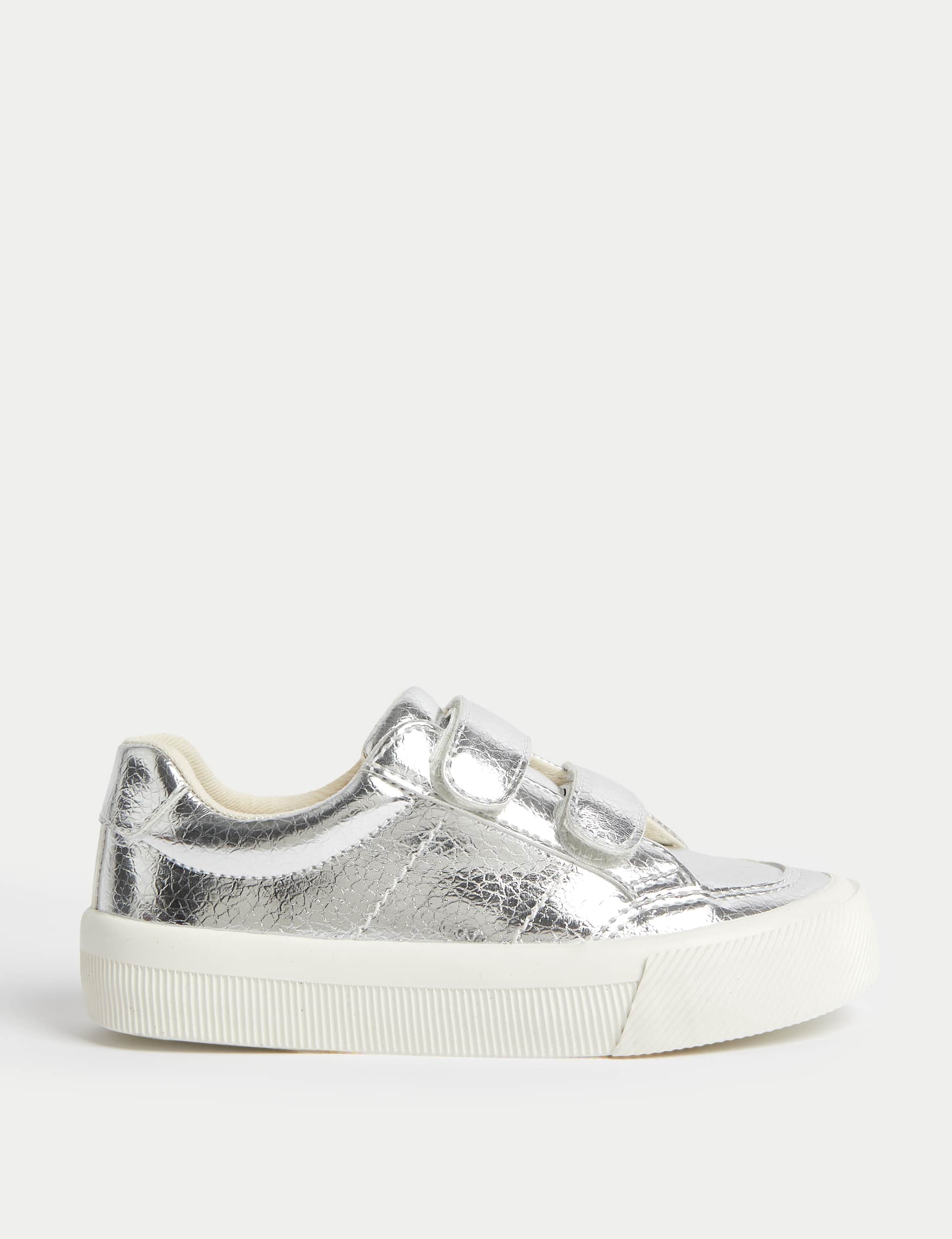 M&S Kids Metallic Riptape Trainers (4 Small