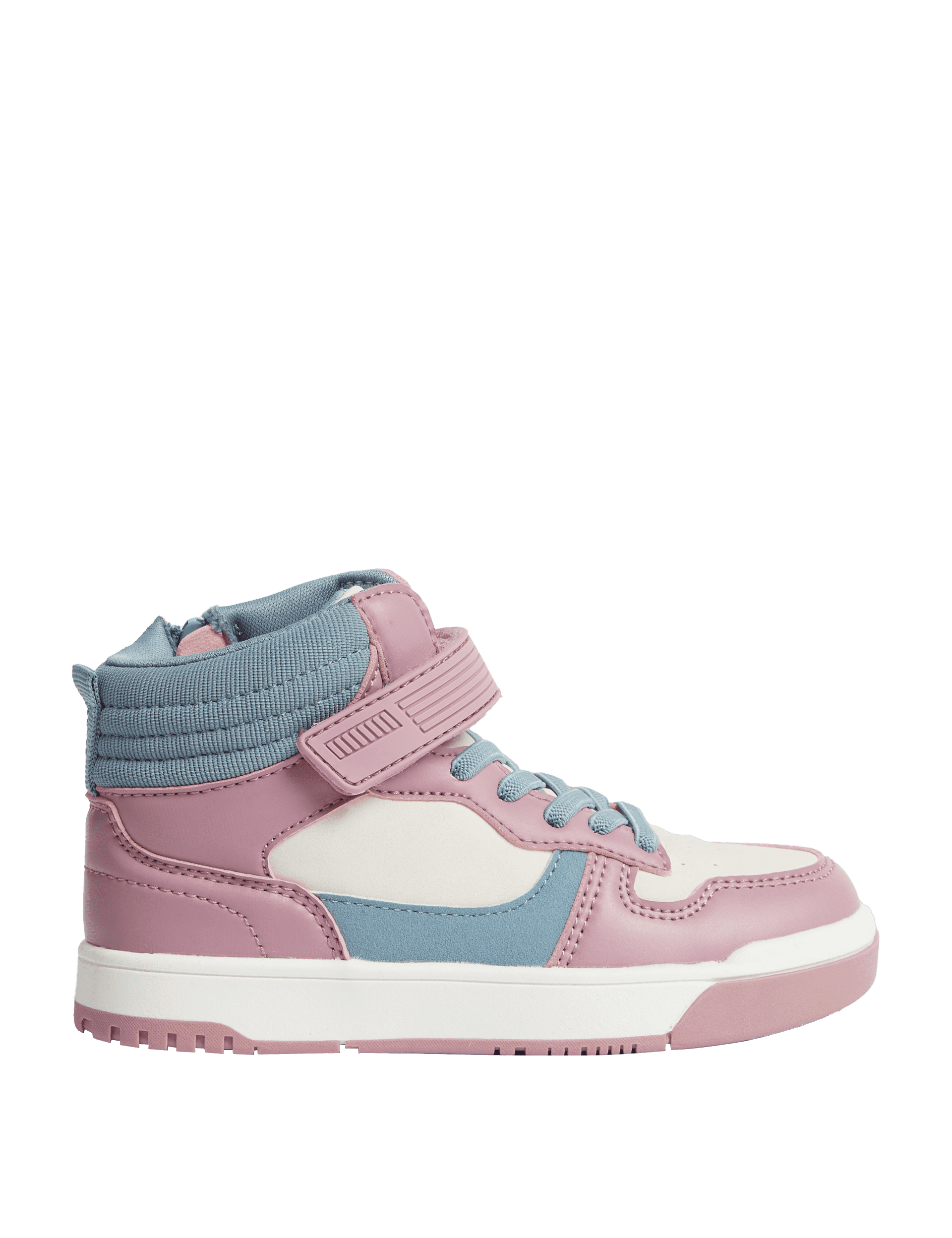 M&S Collection Kids Freshfeet High Top Trainers (4 Small - 6 Large) - 5 LSTD - Pink Mix, Pink Mix