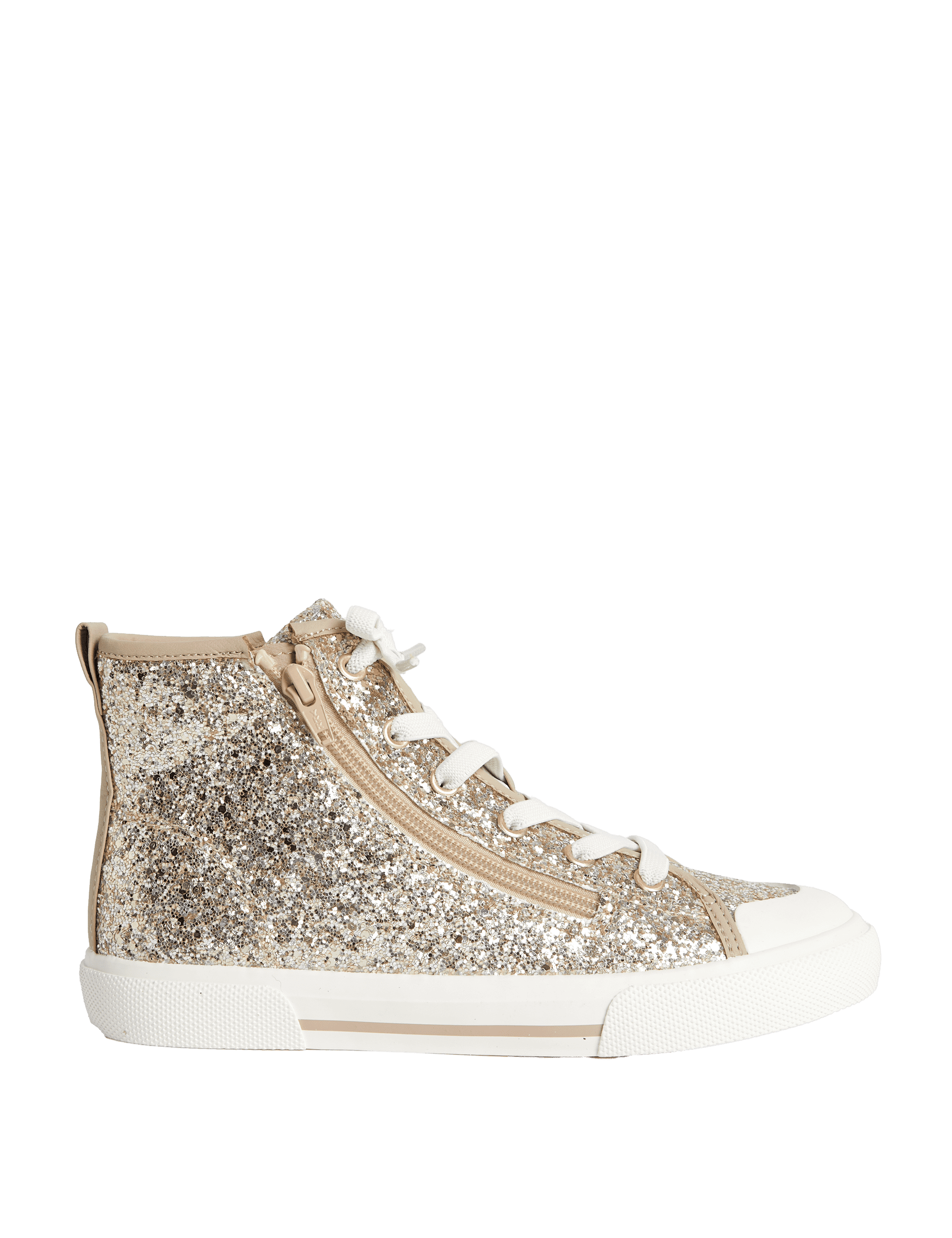 M&S Collection Kids Glitter High Top Trainers (4 Small - 6 Large) - 8 SSTD - Gold, Gold