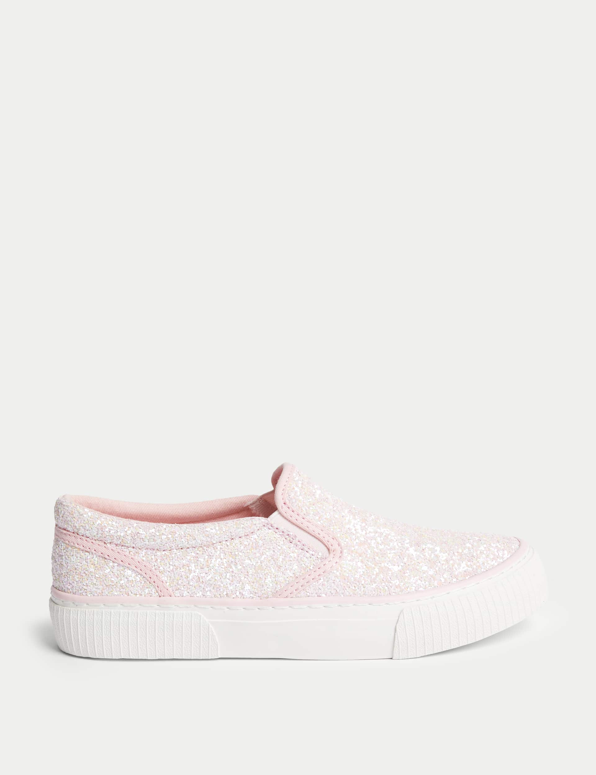 M&S Kids Glitter Slip-On Trainers (1 Large - 6 Large) - 2 L - Pink Mix, Pink Mix