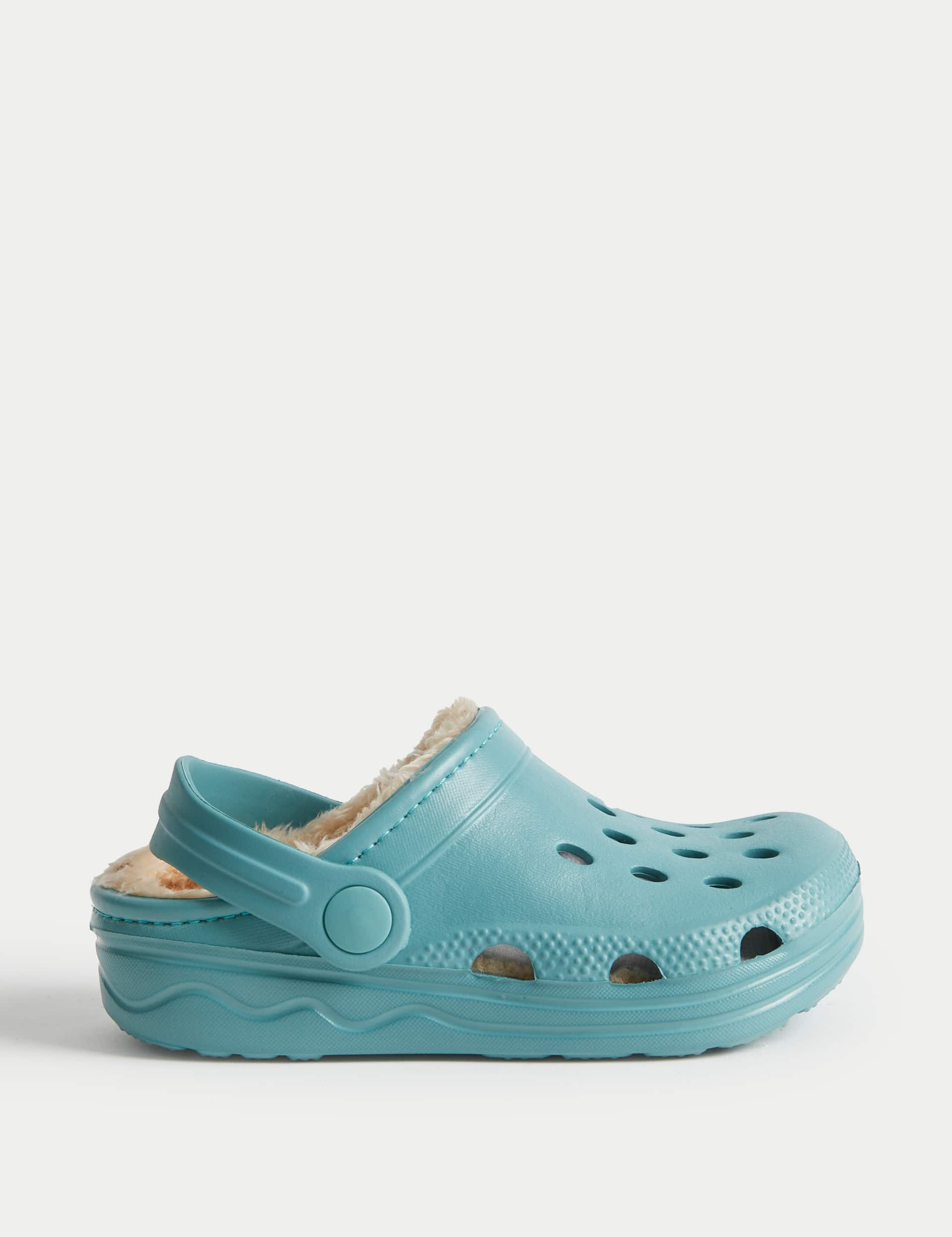 M&S Kids Fur Lined Clogs (4 Small - 13 Small) - 4S - Dusted Aqua, Dusted Aqua