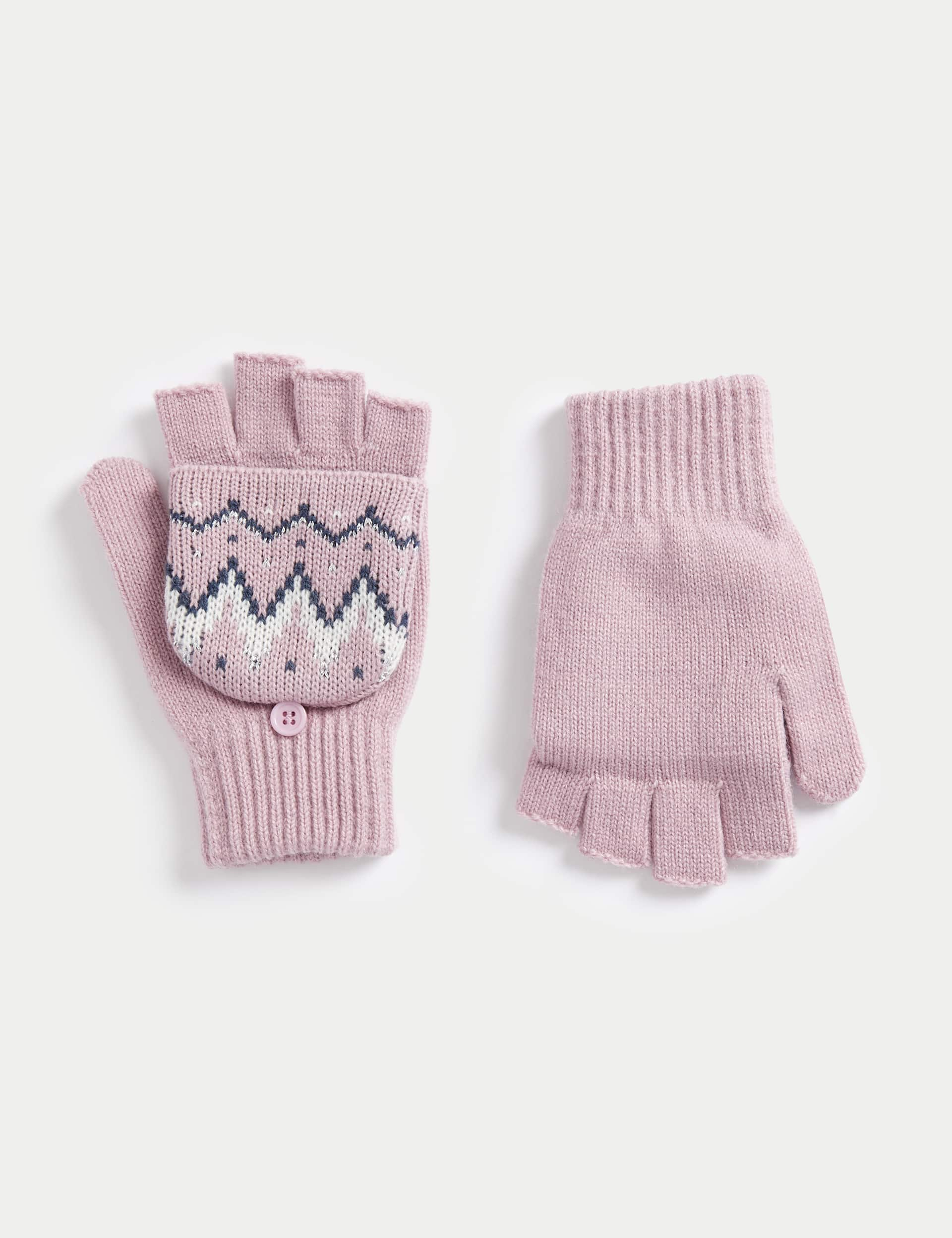 M&S Kid's Fairisle Gloves (3-13 Yrs) - 3-6Y - Pink, Pink