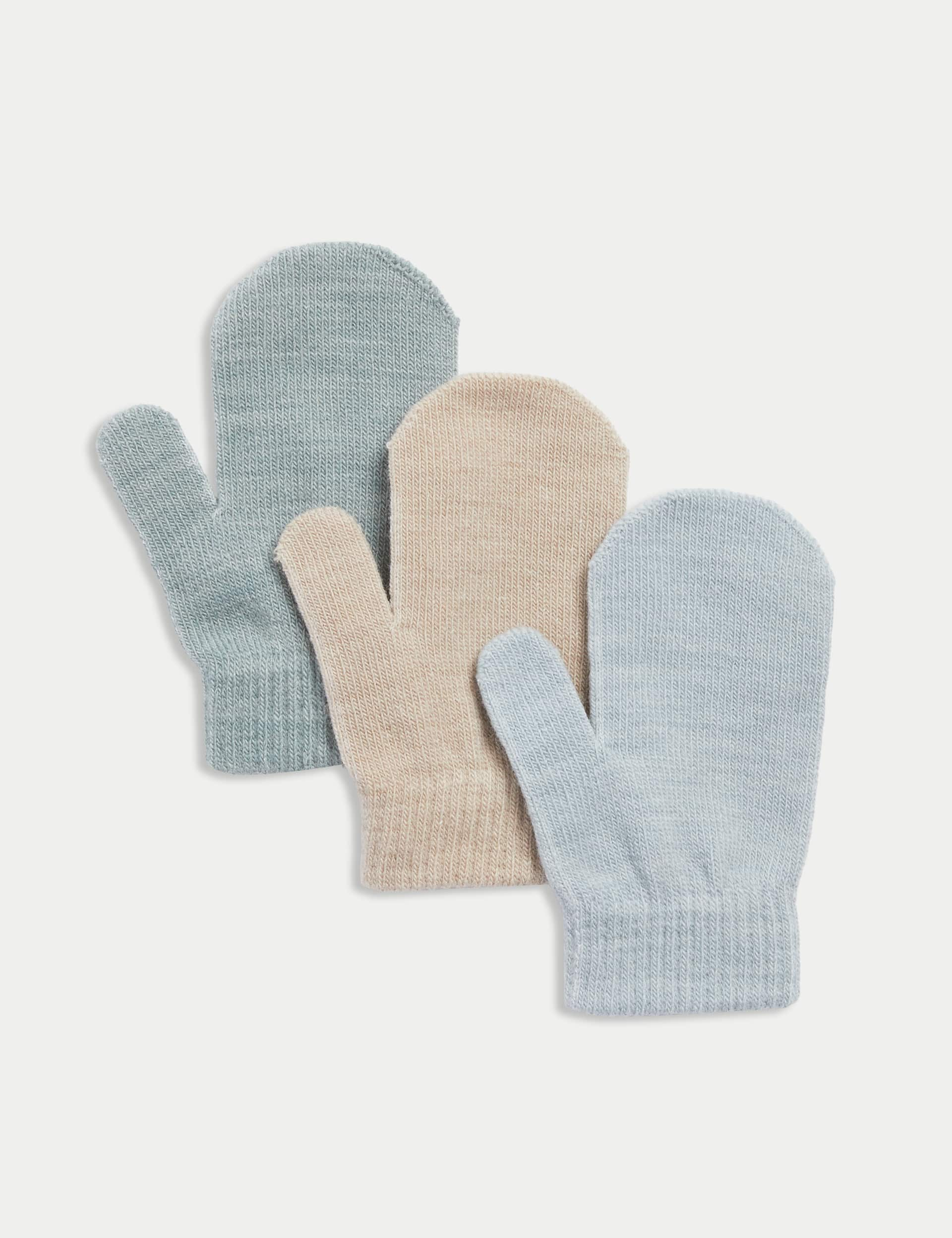 M&S Kids 3pk Magic Mittens - Blue Mix, Blue Mix