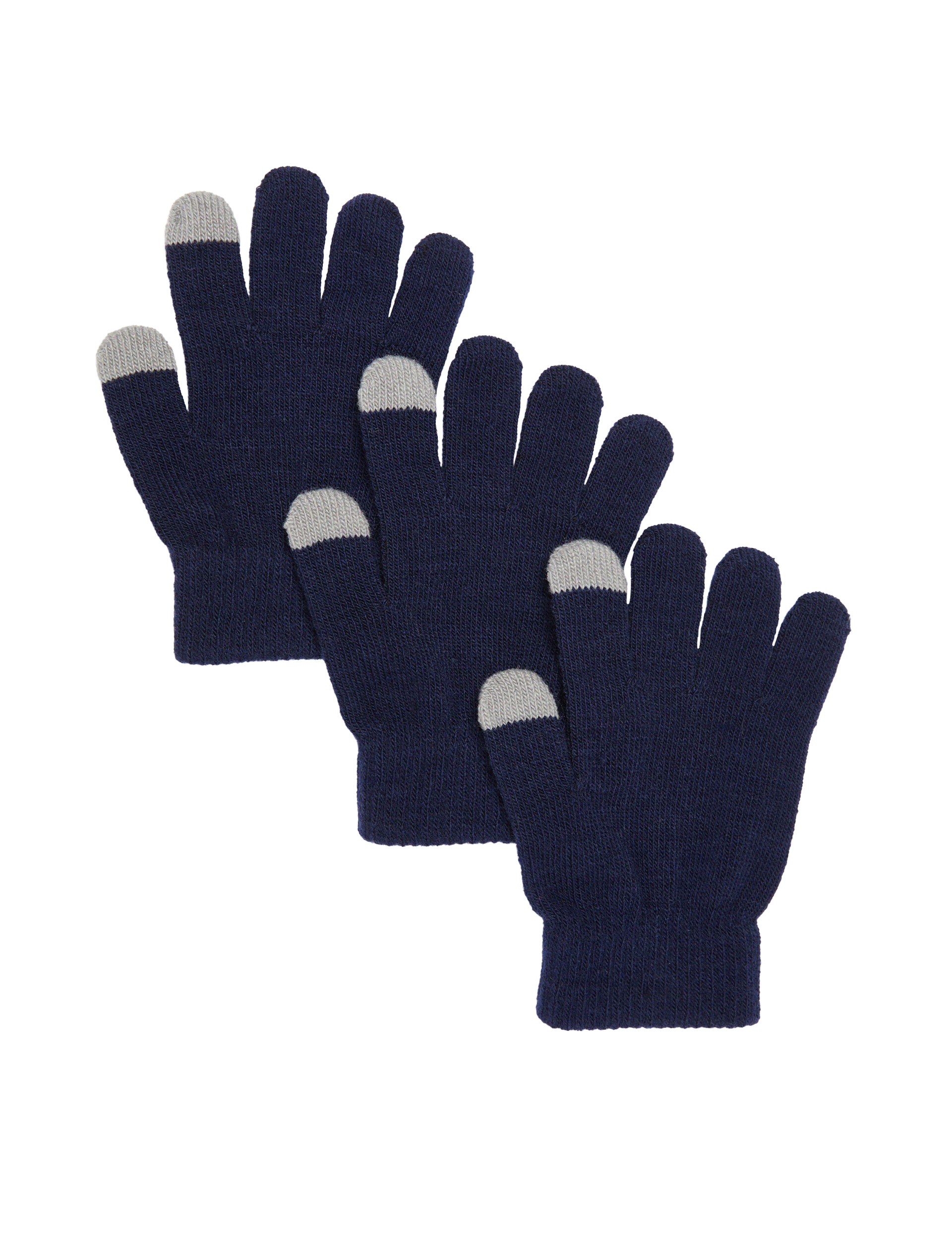 M&S Collection Kids 3pk Magic Gloves - Indigo, Indigo,Black