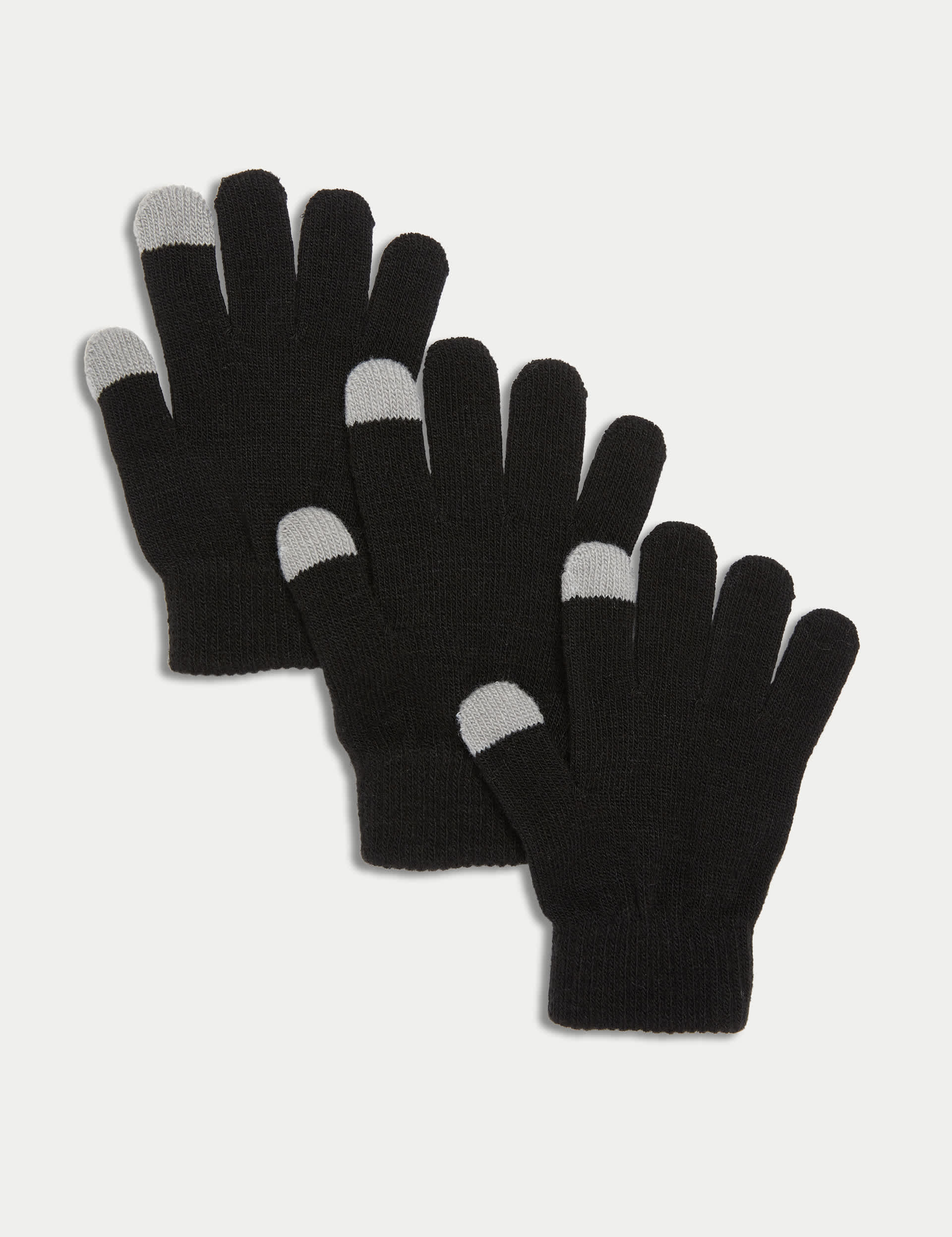 M&S Kids 3pk Magic Gloves - Black, Black,Indigo