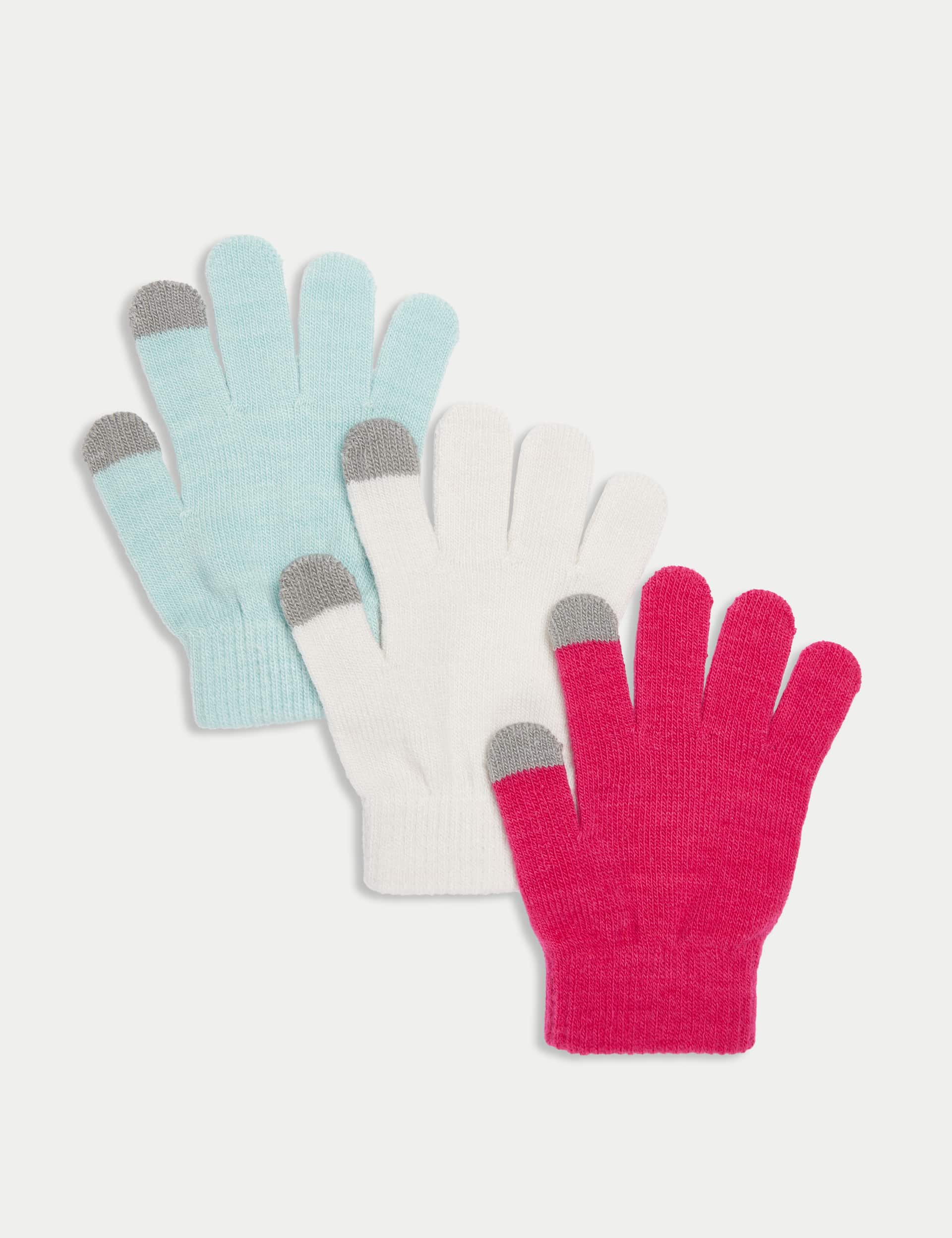 M&S Kids 3pk Gloves - Pink Mix, Pink Mix