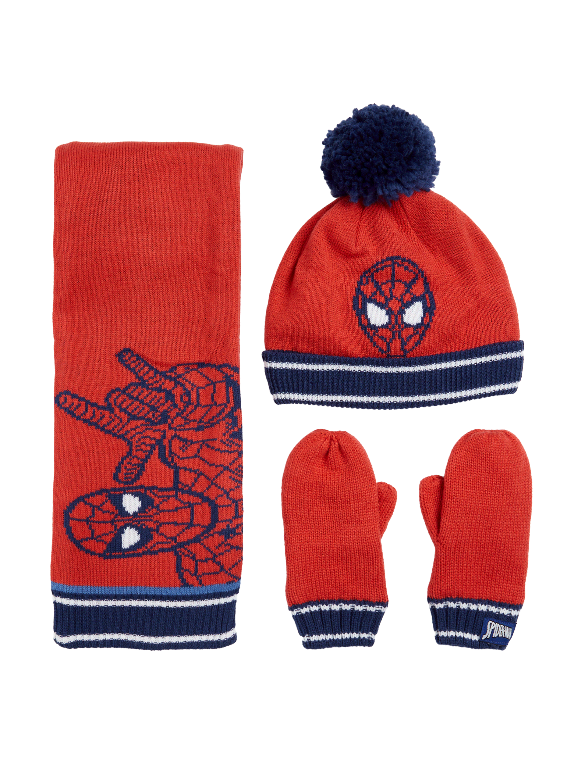 M&S Collection Kids Spider-Man Hat, Scarf and Mitten Set (1-6 Yrs) - 1-3 Y - Red, Red