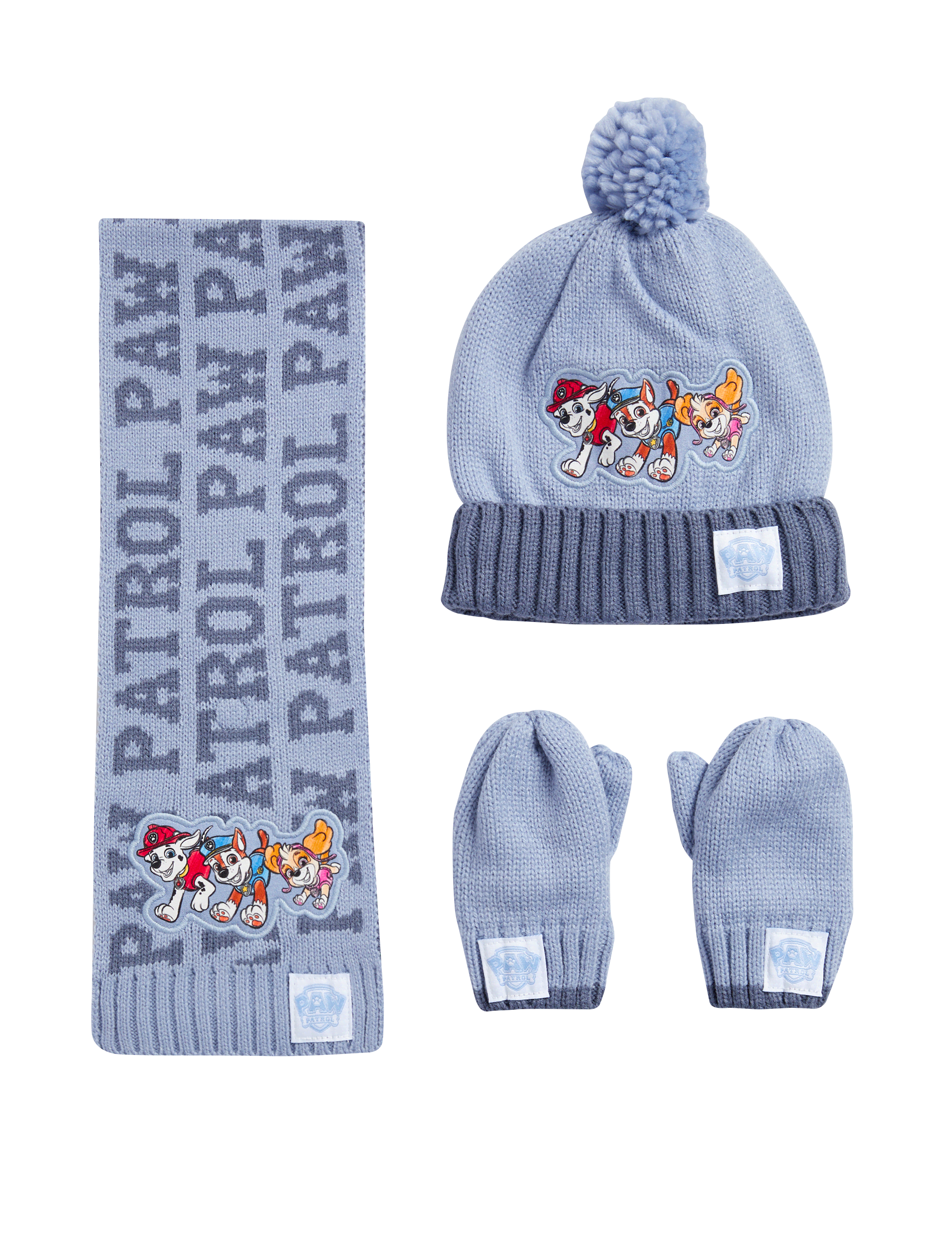 M&S Collection Kids PAW Patrol Hat, Scarf and Mitten Set (1-6 Yrs) - 1-3 Y - Blue, Blue