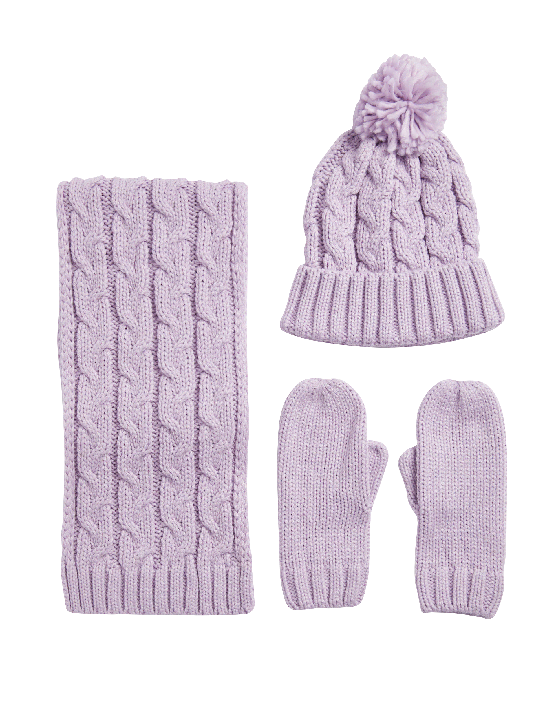 M&S Collection Kids Hat, Scarf and Mittens Set (1-13 Yrs) - 6-13Y - Lilac, Lilac