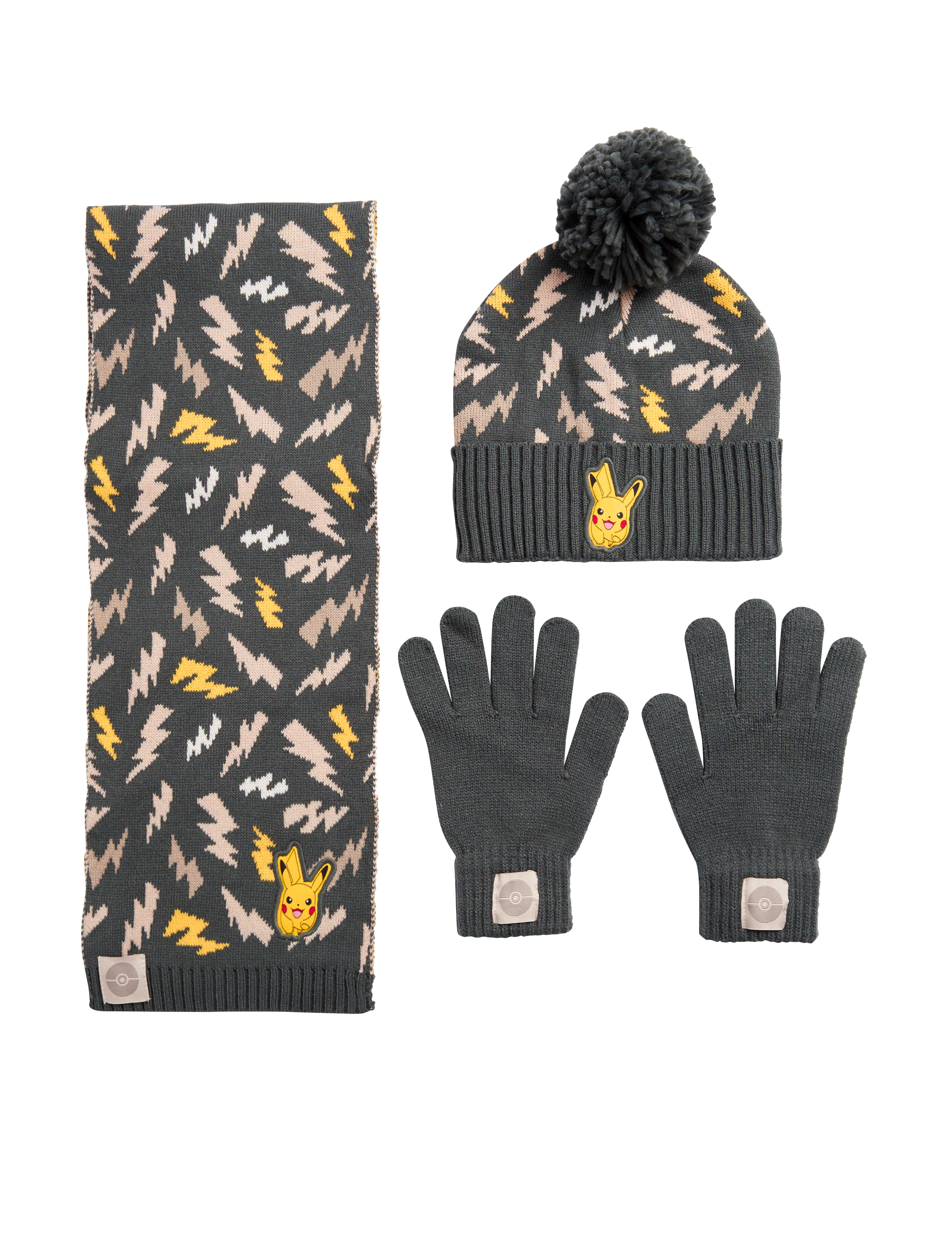 M&S Collection Kids Pokmon Hat, Scarf and Glove Set (6-13 Yrs) - 6-13Y - Grey Mix, Grey Mix