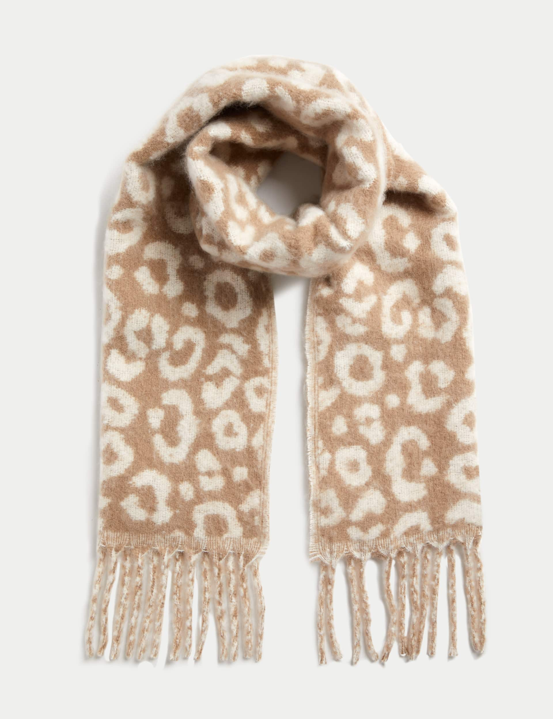 M&S Kids Leopard Print Scarf - Natural Mix, Natural Mix