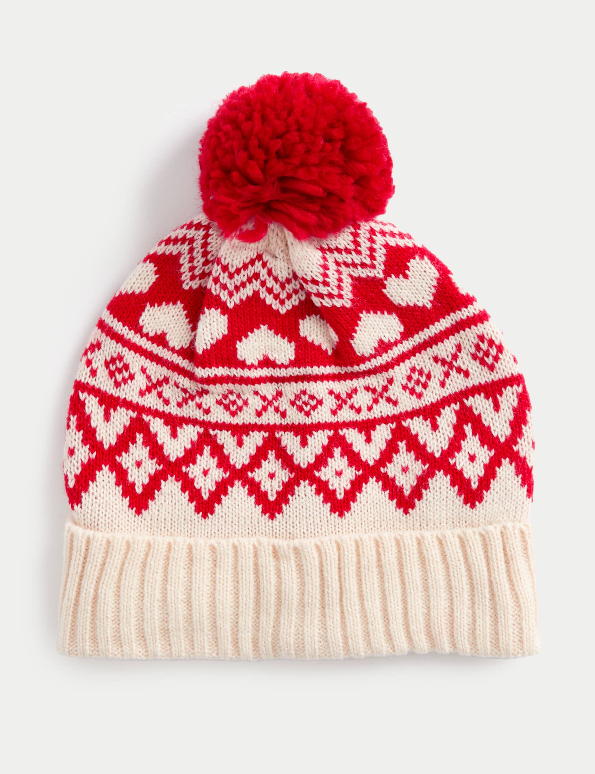 M&S Kids Fair Isle Winter Hat (1-13 Yrs) - 6-13Y - Red, Red