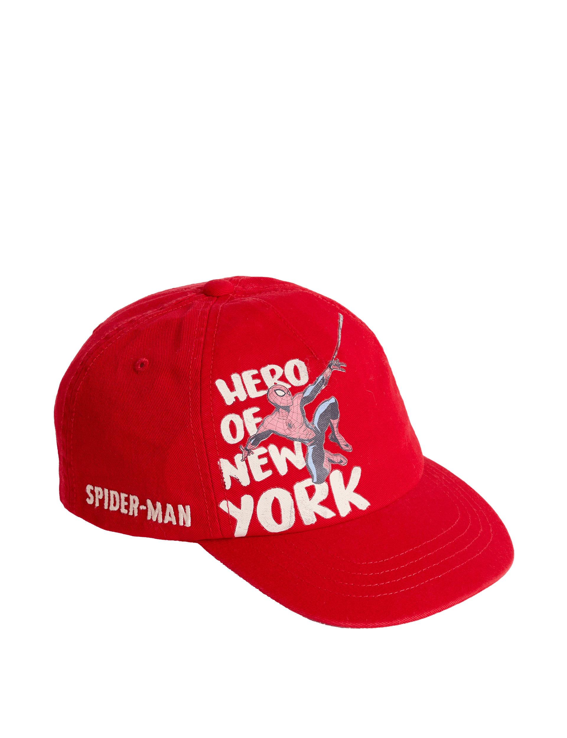 M&S Collection Kids Pure Cotton Spider-Man Baseball Cap (1-13 Yrs) - 3-6Y - Red, Red