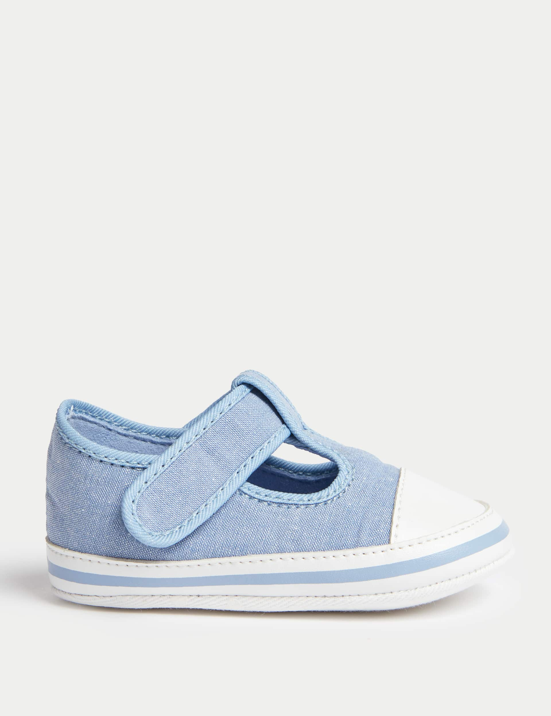 M&S Baby Canvas Riptape Pram Shoes (0-18 Mths) - 3-6 M - Chambray, Chambray