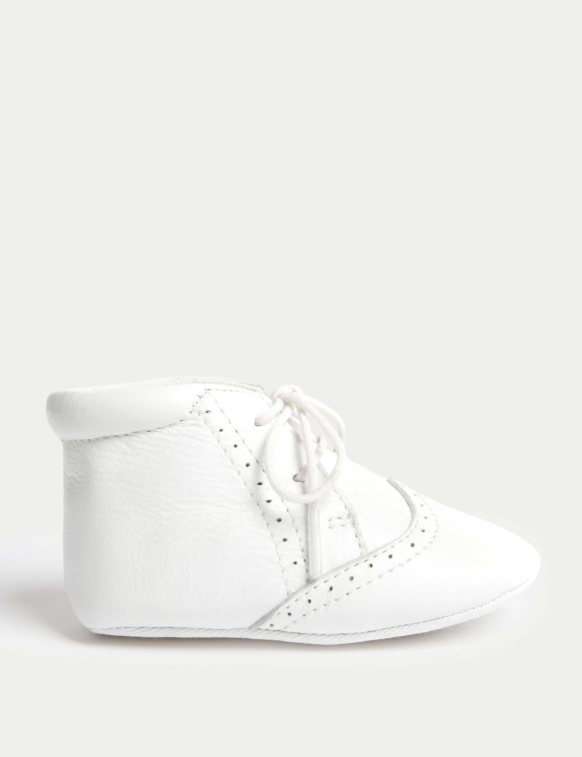 M&S Baby Leather Pram Booties (0-18 Mths) - 12-18 - White, White