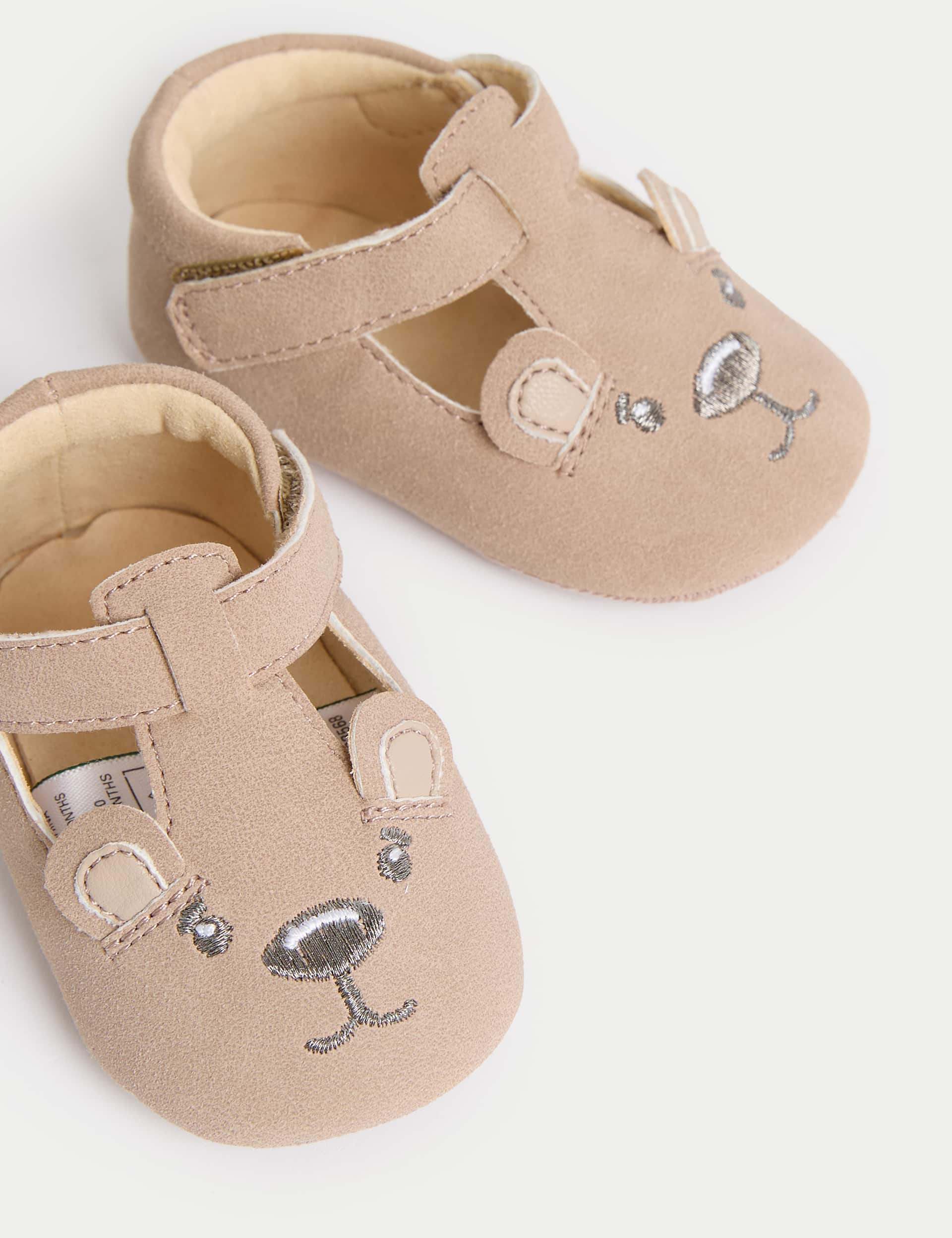 M&S Baby Bear T Bar Pre-Walker Shoes (0-18 Mths) - 6-12M - Mink, Mink