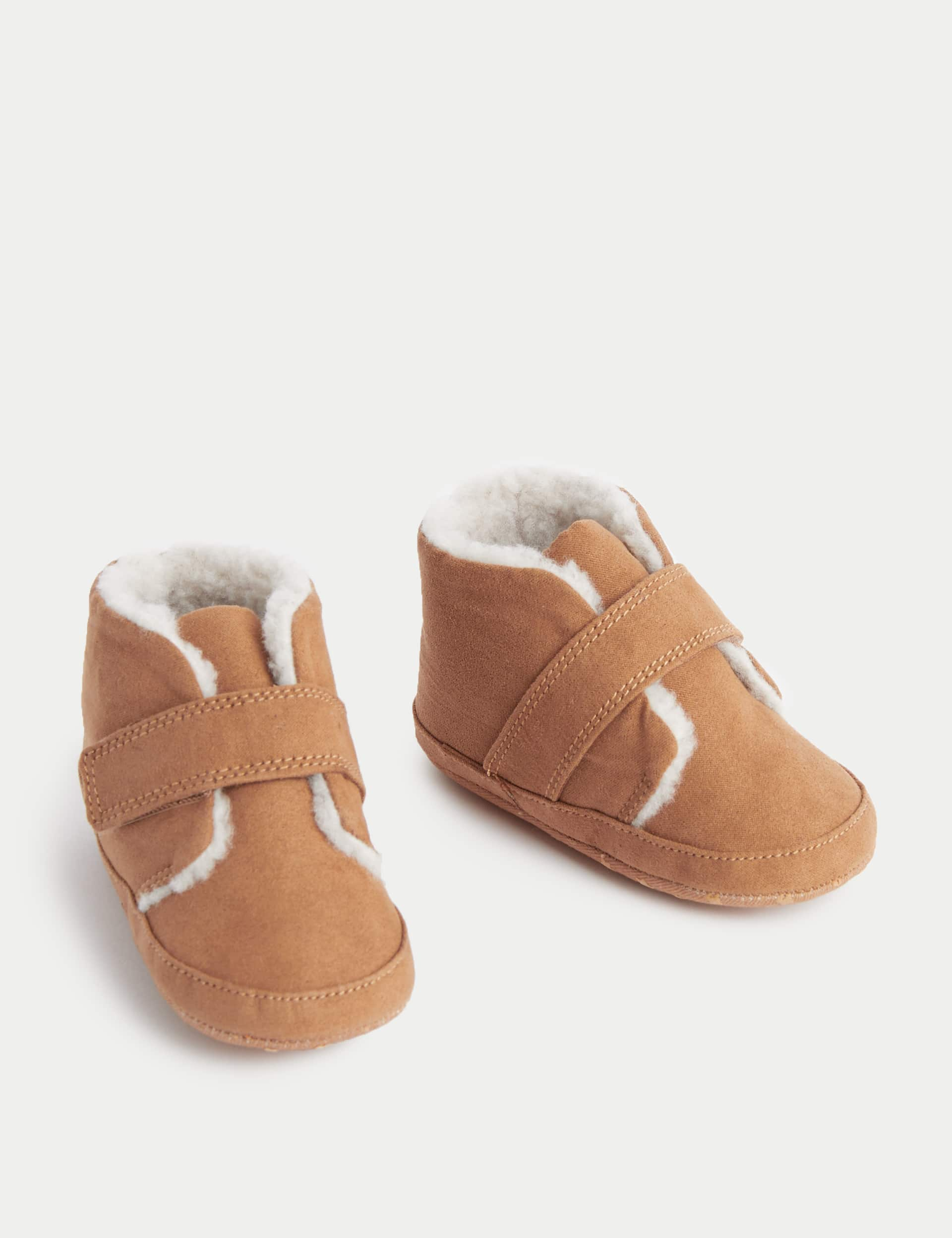 M&S Collection Baby Riptape Boots (0-18 Mths) - 6-12M - Tan, Tan