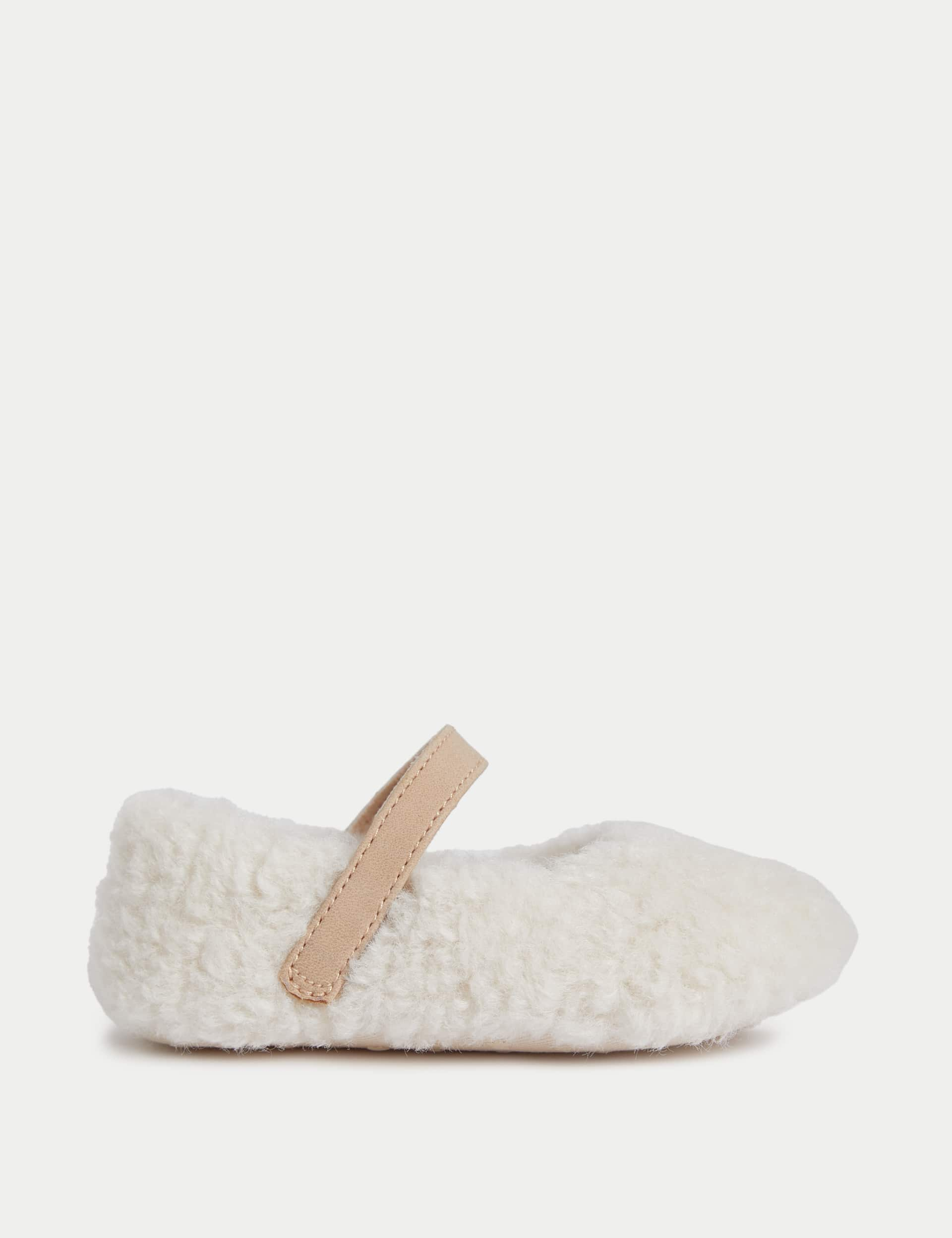 M&S Baby Faux Fur Ballet Pumps (0-18 Months) - 12-18 - Cream, Cream