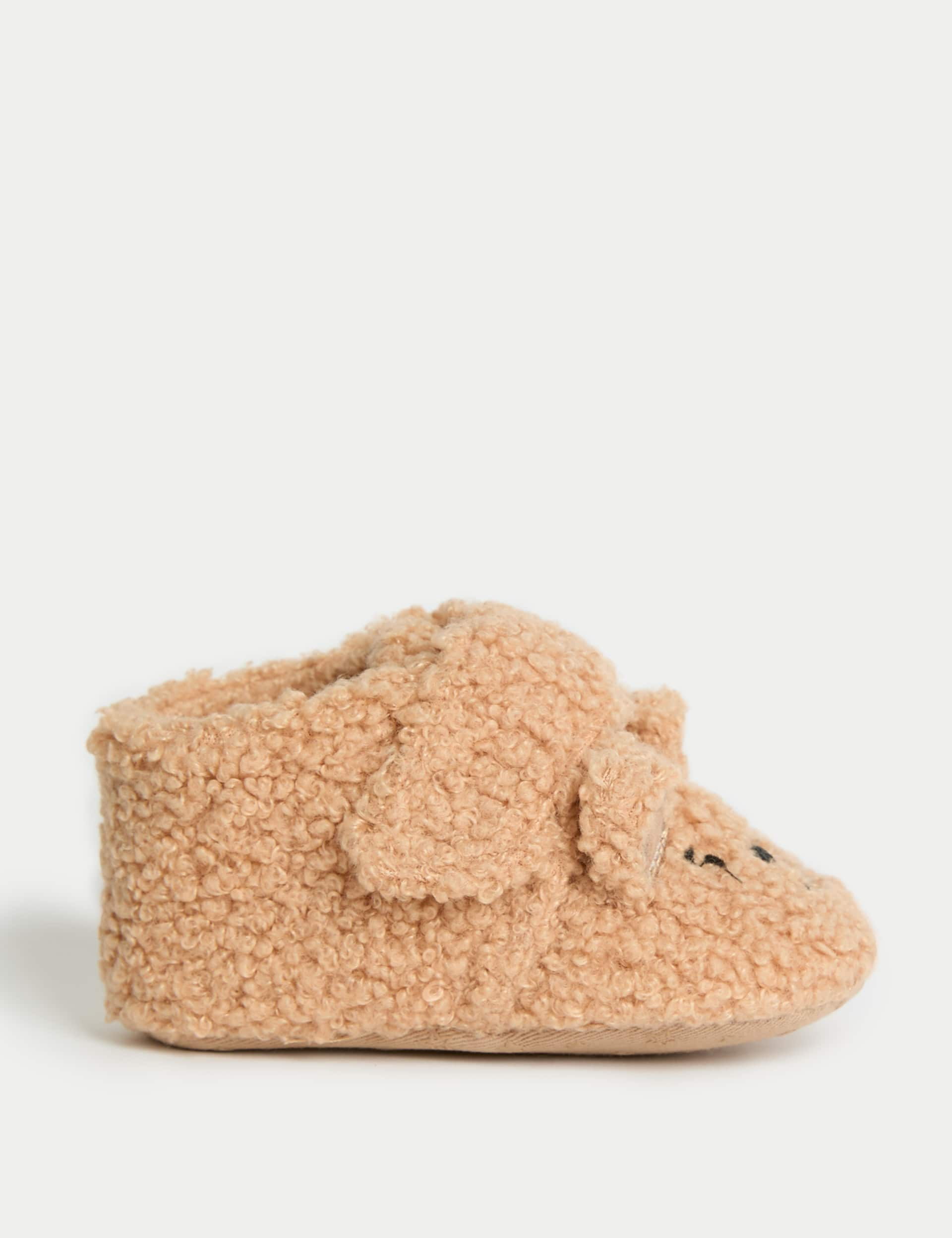 Baby Spencer Bear Slipper Pram Shoes (0-18 Mths) - 6-12M - Tan, Tan