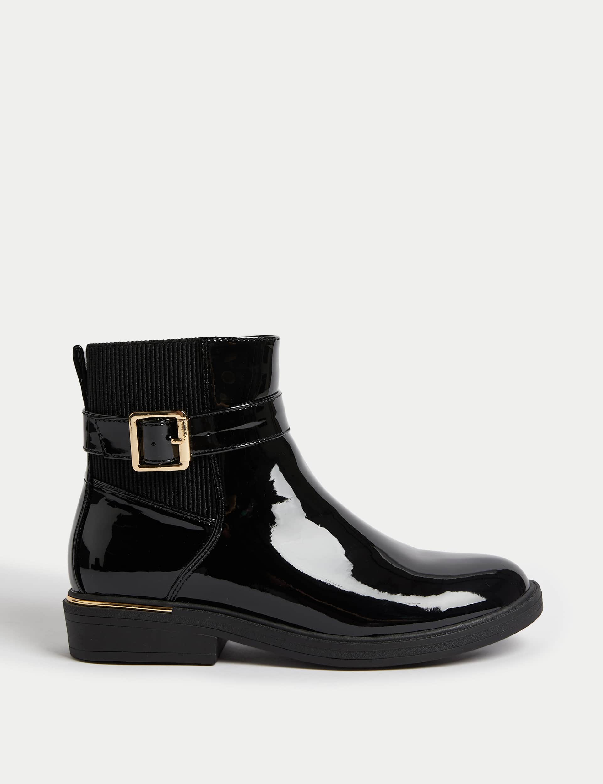 M&S Kids Patent Freshfeet  Ankle Boots (1 Large