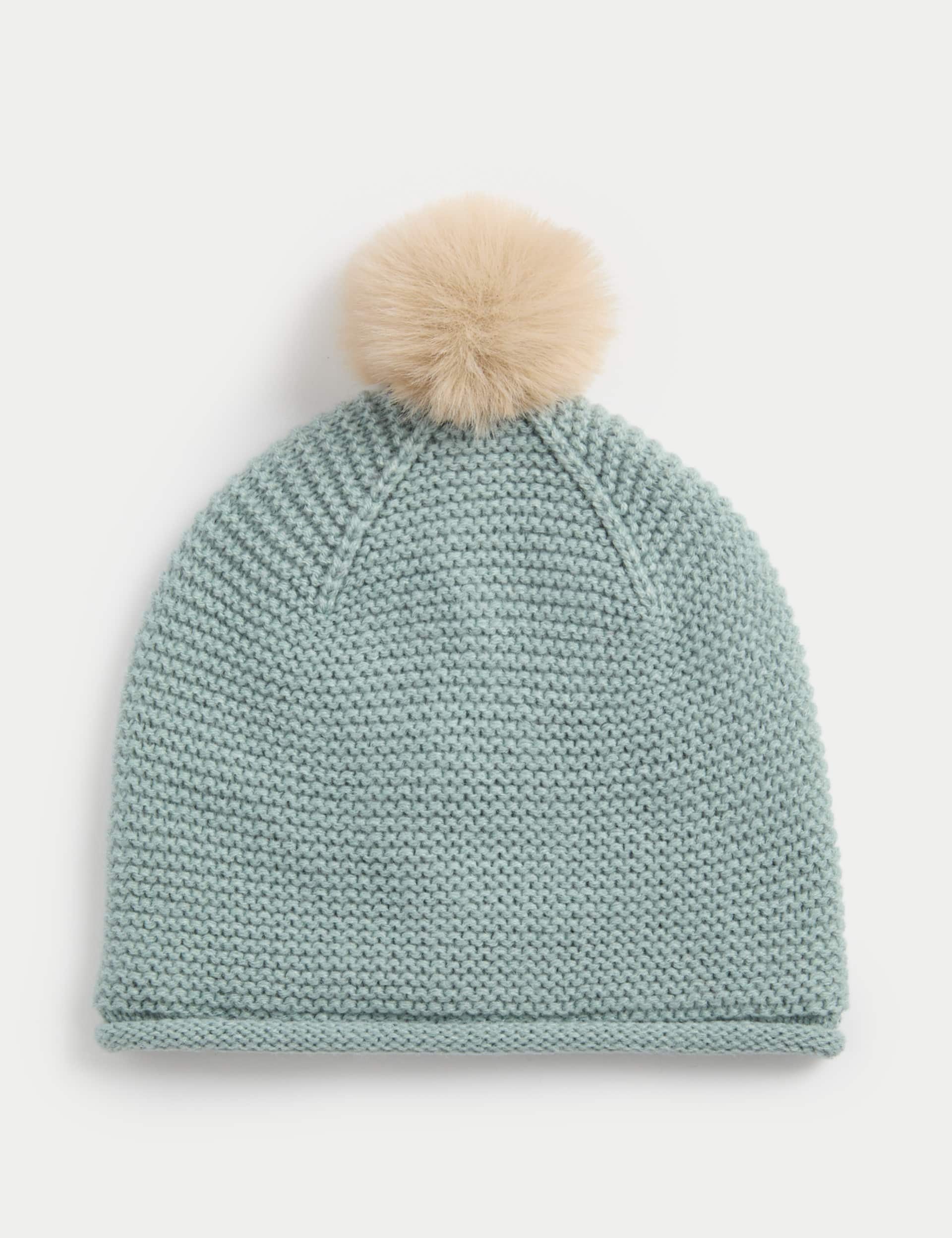 M&S Kids Winter Hat (0-3 Yrs) - 6-12M - Light Verdigris, Mink,Light Verdigris