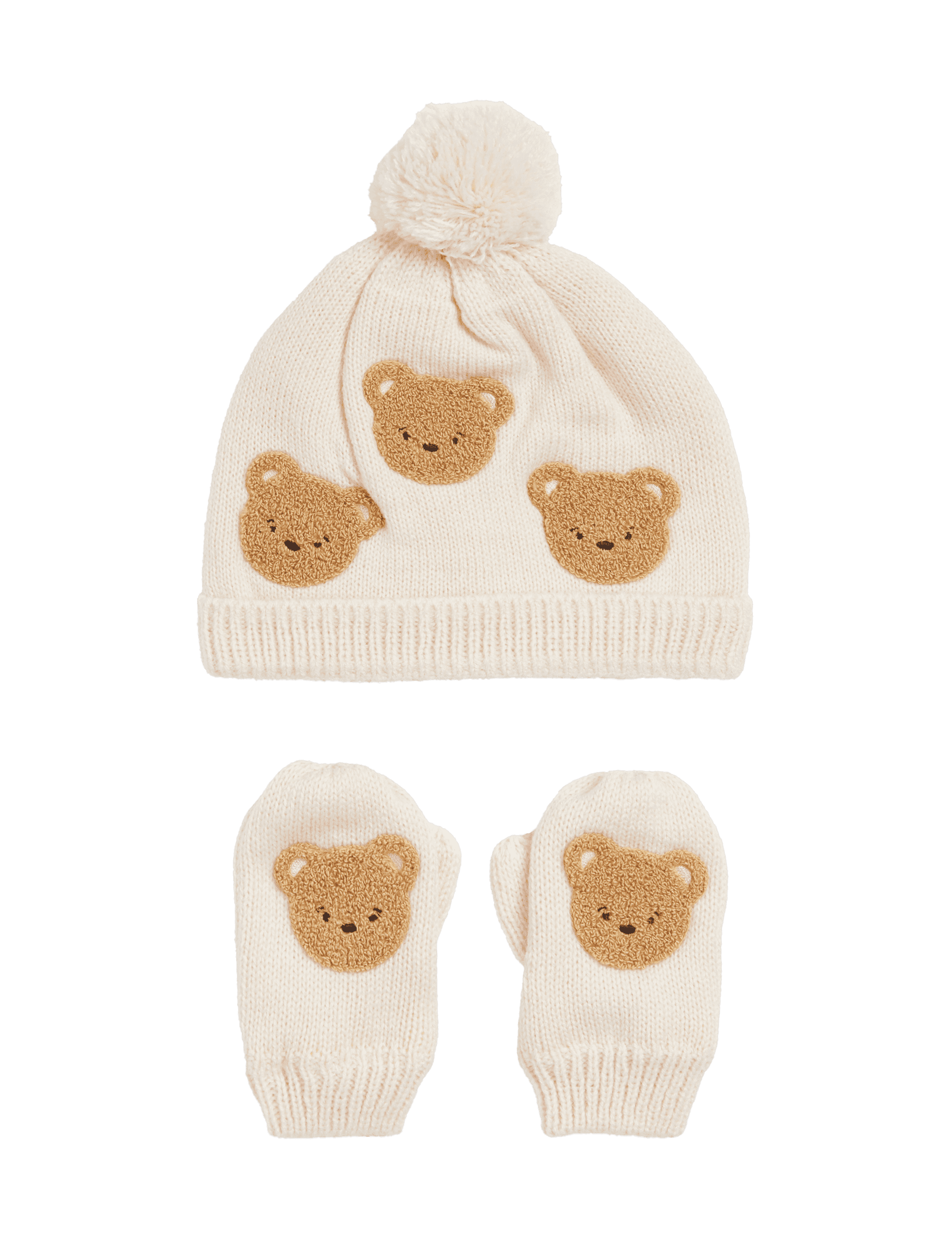 Spencer Bear Kids 2pc Spencer Bear Hat & Mittens Set (0-3 Yrs) - 0-3 M - Calico Mix, Calico Mix