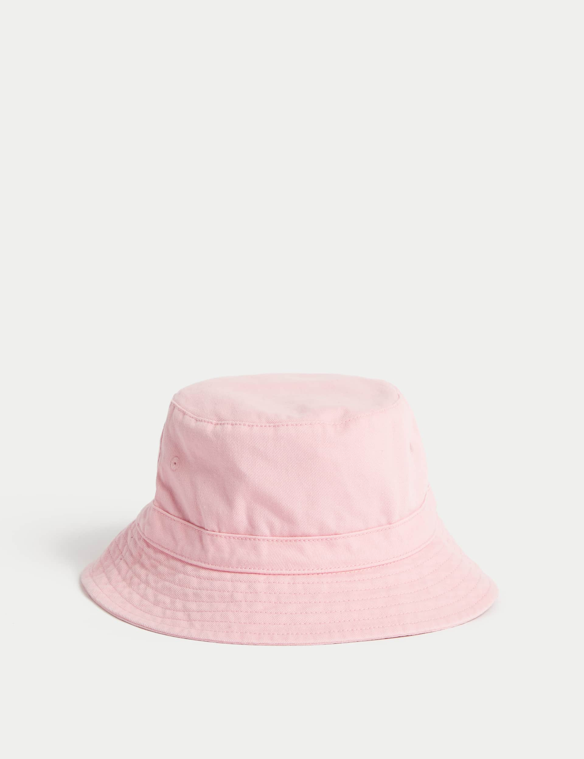 M&S Kids Pure Cotton Sun Hat (1-13 Yrs) - 18-36 - Light Rose, Light Rose