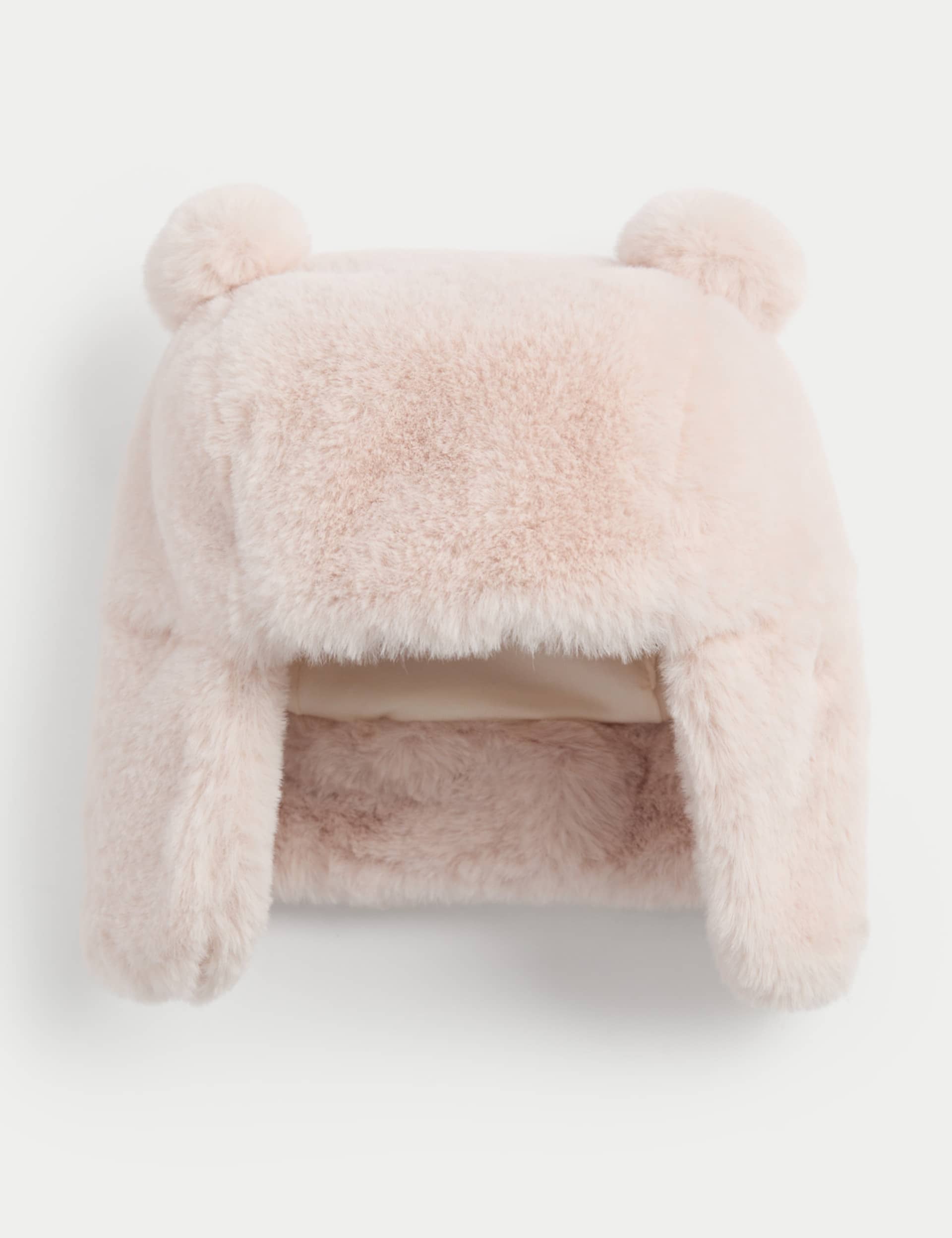 M&S Collection Kids Faux Fur Winter Hat (0-3 Yrs) - 6-12M - Light Pink, Light Pink,Sand