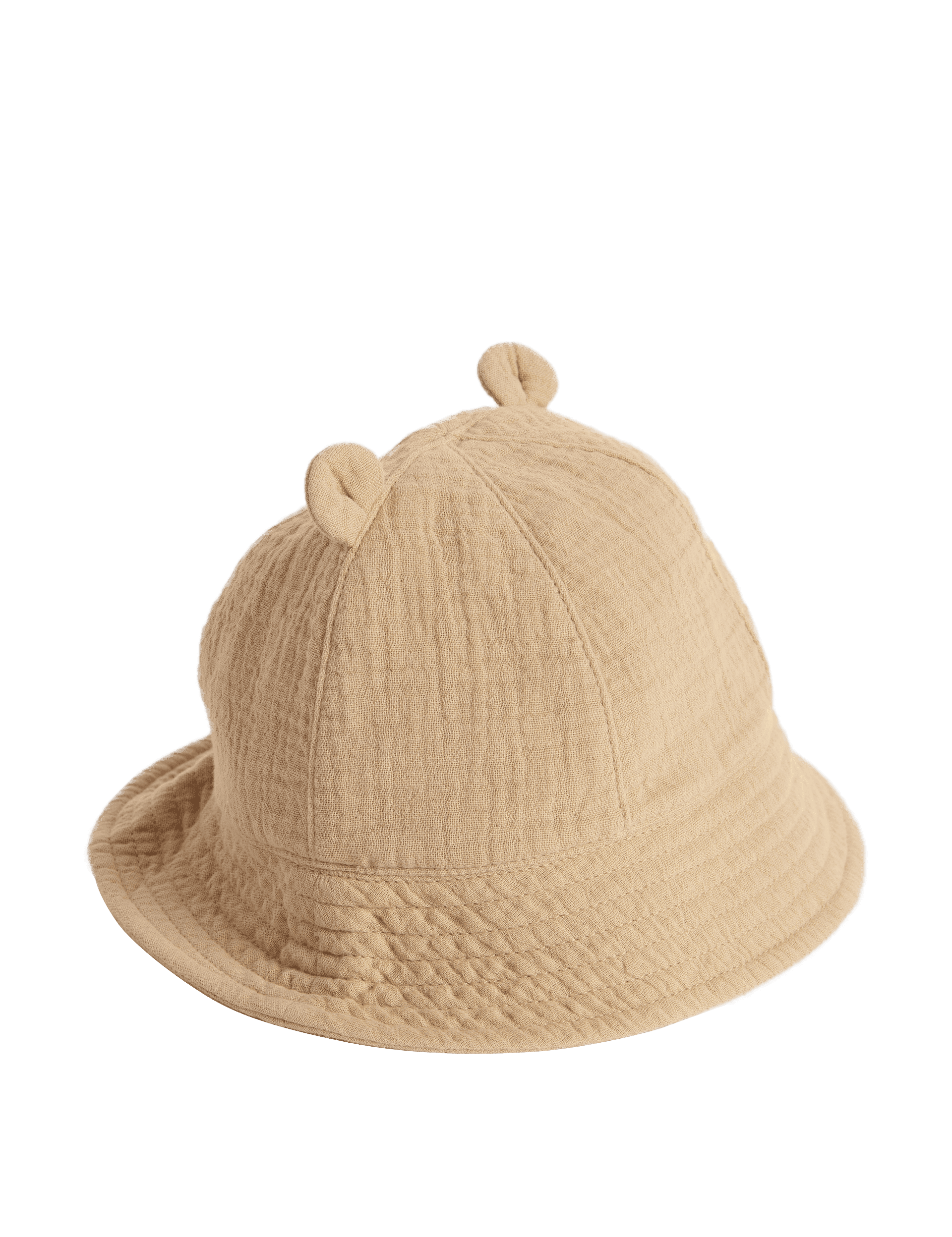 M&S Collection Kids Pure Cotton Bear Sun Hat (0-3 Yrs) - 6-12M - Ecru, Ecru,Pearl Grey