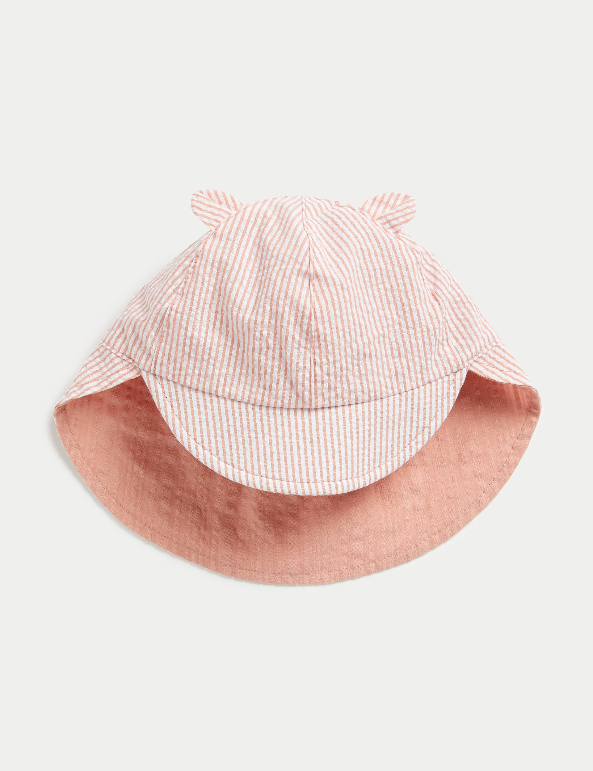 M&S Pure Cotton Reversible Sun Hat (0-1 Yrs) - 6-12M - Coral, Coral