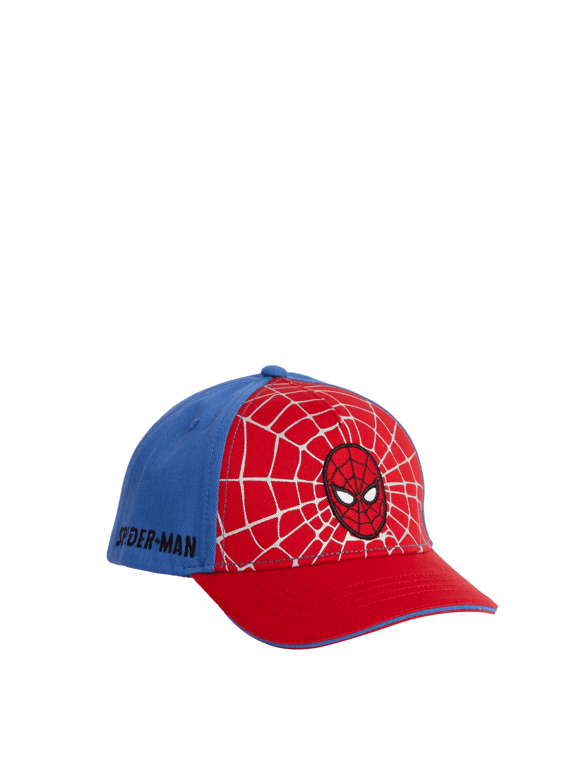 M&S Collection Kids Pure Cotton Spider-Man Baseball Cap (1-6 Yrs) - 18-36 - Blue Mix, Blue Mix