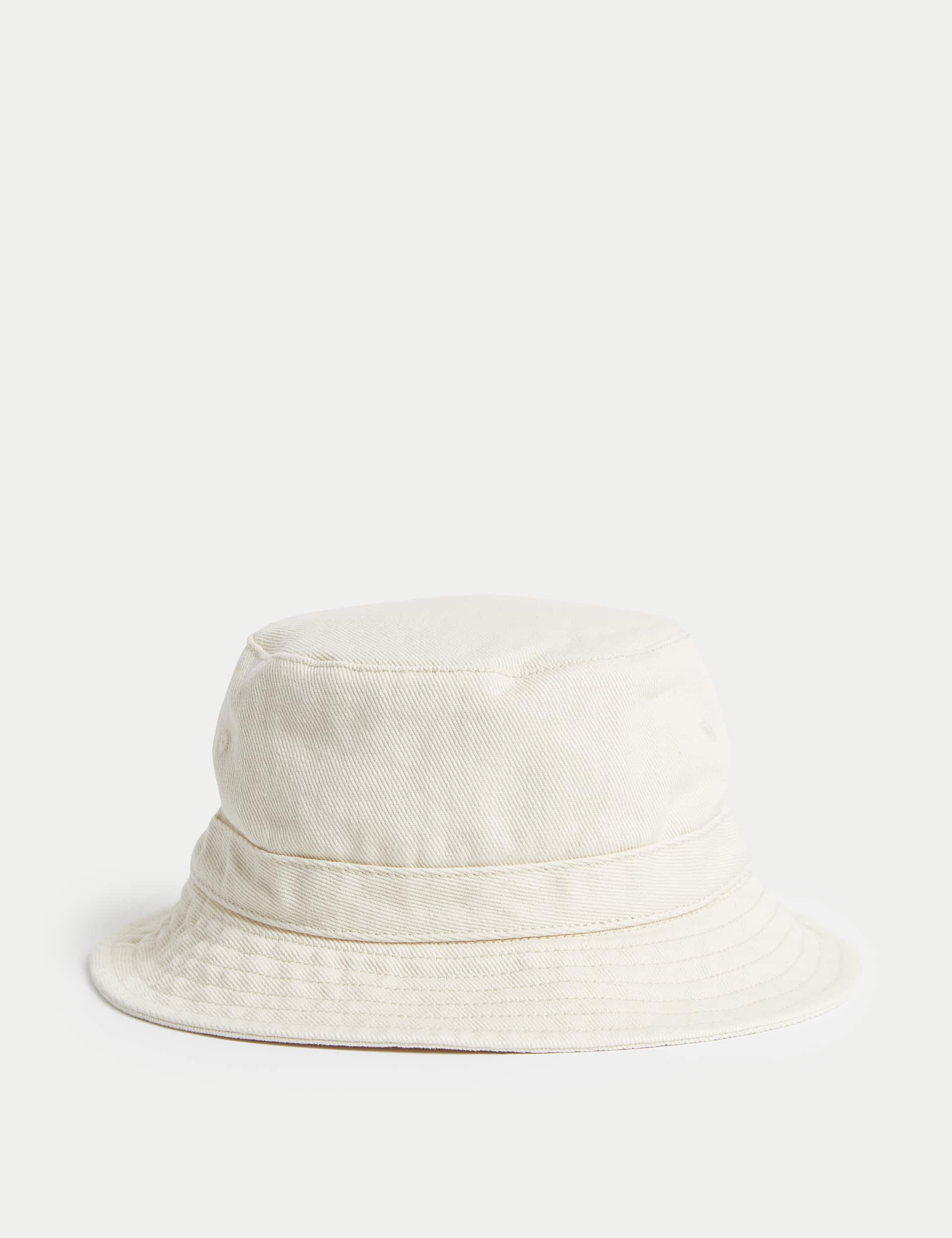 M&S Kids Pure Cotton Plain Sun Hat (1-13 Yrs) - 18-36 - Stone, Stone