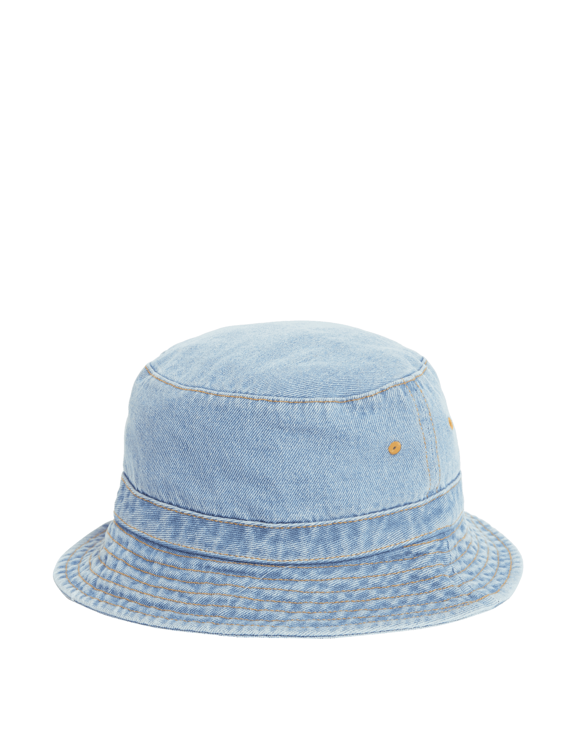 M&S Collection Kids Cotton Plain Bucket Hat (1-13 Yrs) - 18-36 - Denim, Denim