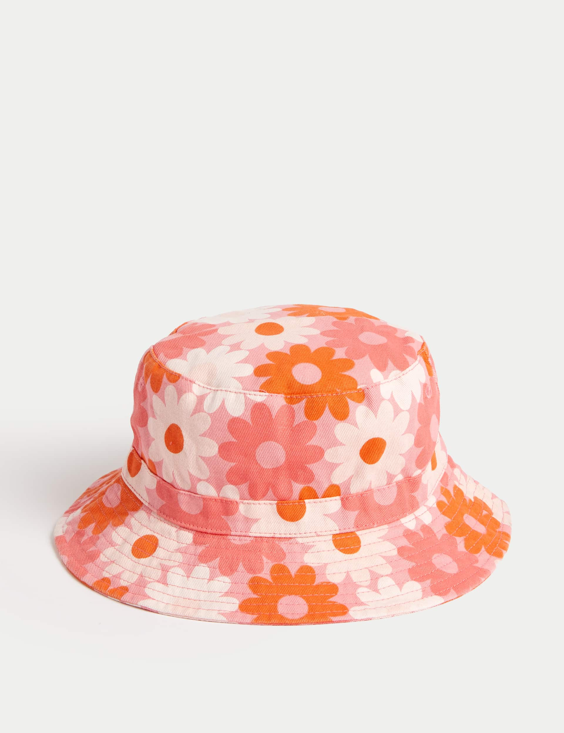 M&S Kids Pure Cotton Sun Hat (1-13 Yrs) - 18-36 - Pink Mix, Pink Mix