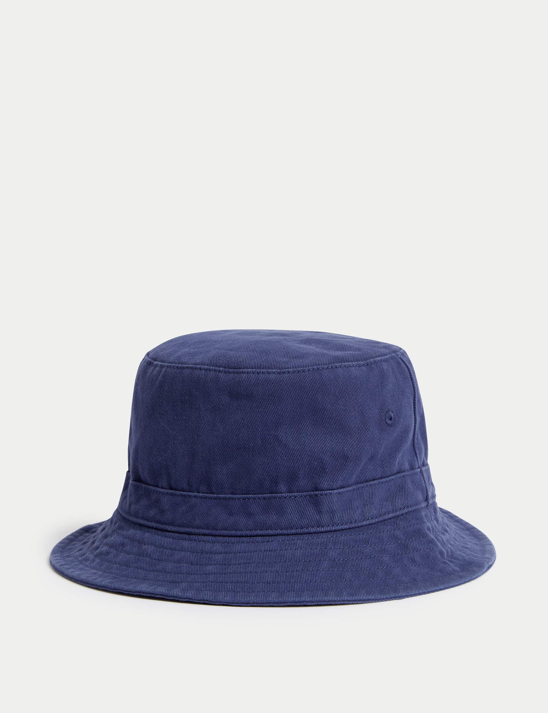 M&S Kids Pure Cotton Sun Hat (1-13 Yrs) - 3-6y - Navy, Navy