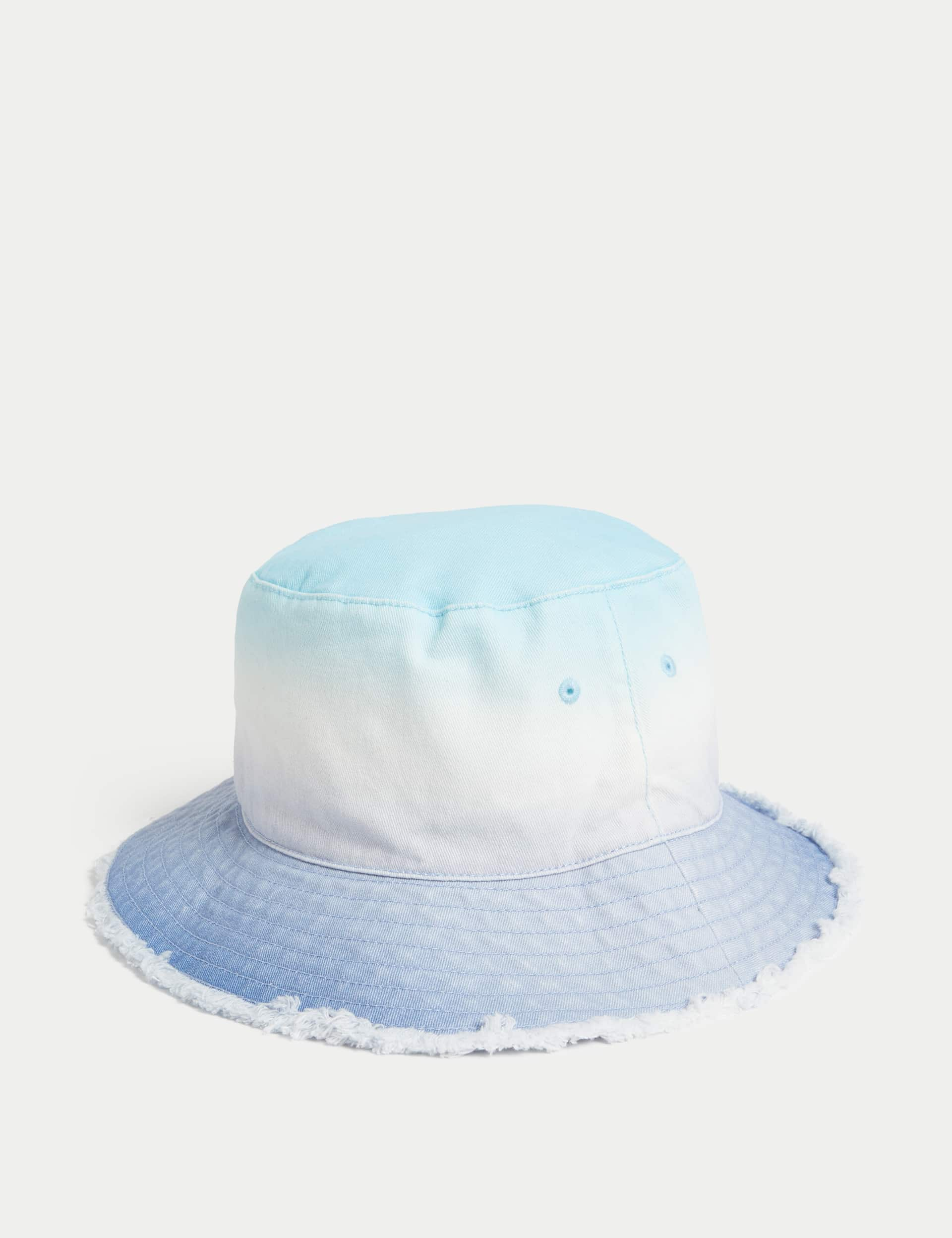 M&S Kids Pure Cotton Tie Dye Sun Hat (1-13 Yrs) - 18-36 - Blue Mix, Blue Mix