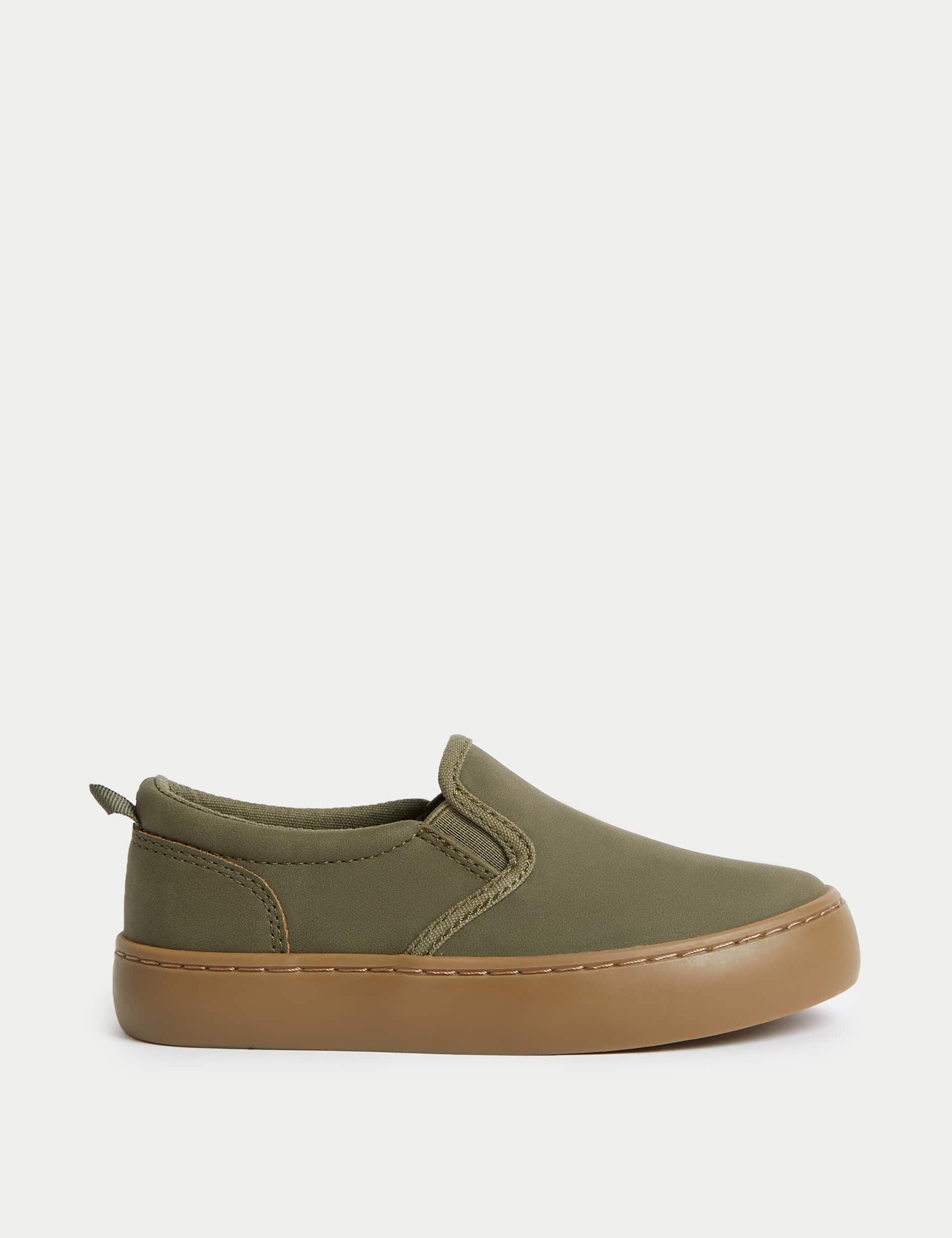 M&S Kids Freshfeet Slip-on Shoes (4 Small - 13 Small) - 7 SSTD - Khaki, Khaki,Navy