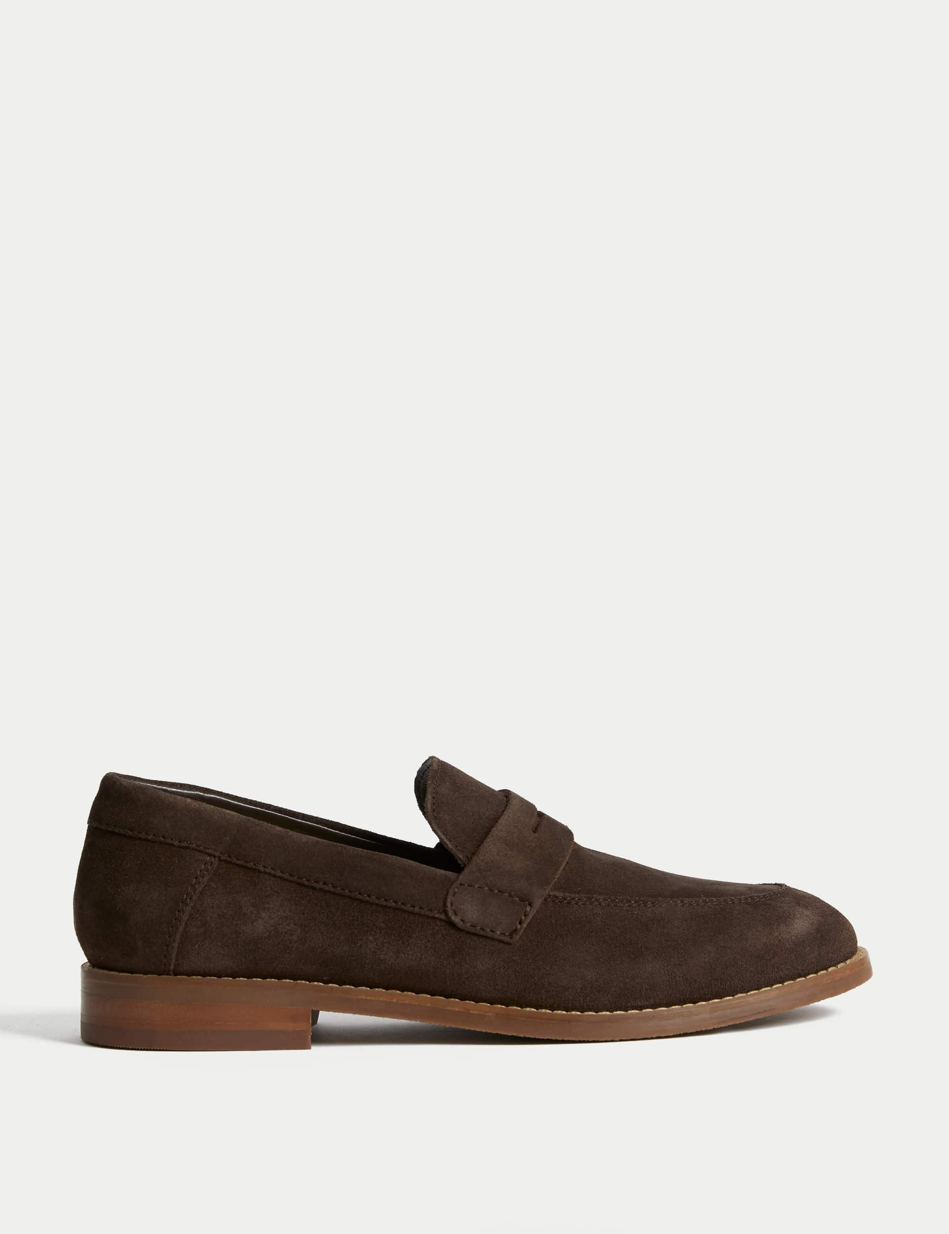 M&S Kids Suede Loafers (3 Large - 7 Large) - Chocolate, Chocolate,Tan