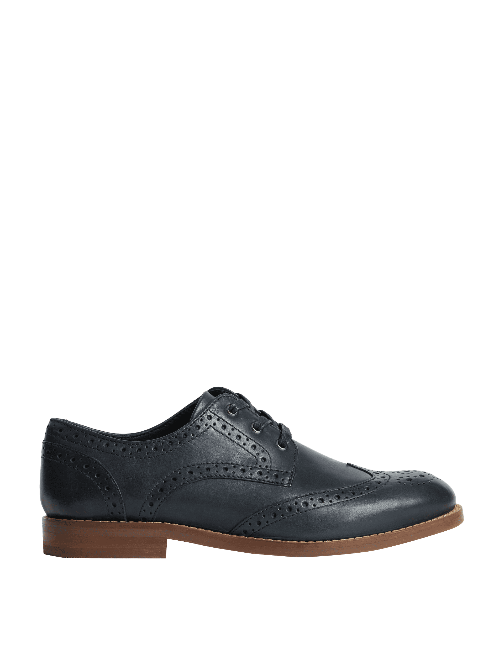 M&S Collection Kids Leather Brogues (3 Large - 7 Large) - Navy, Tan,Navy