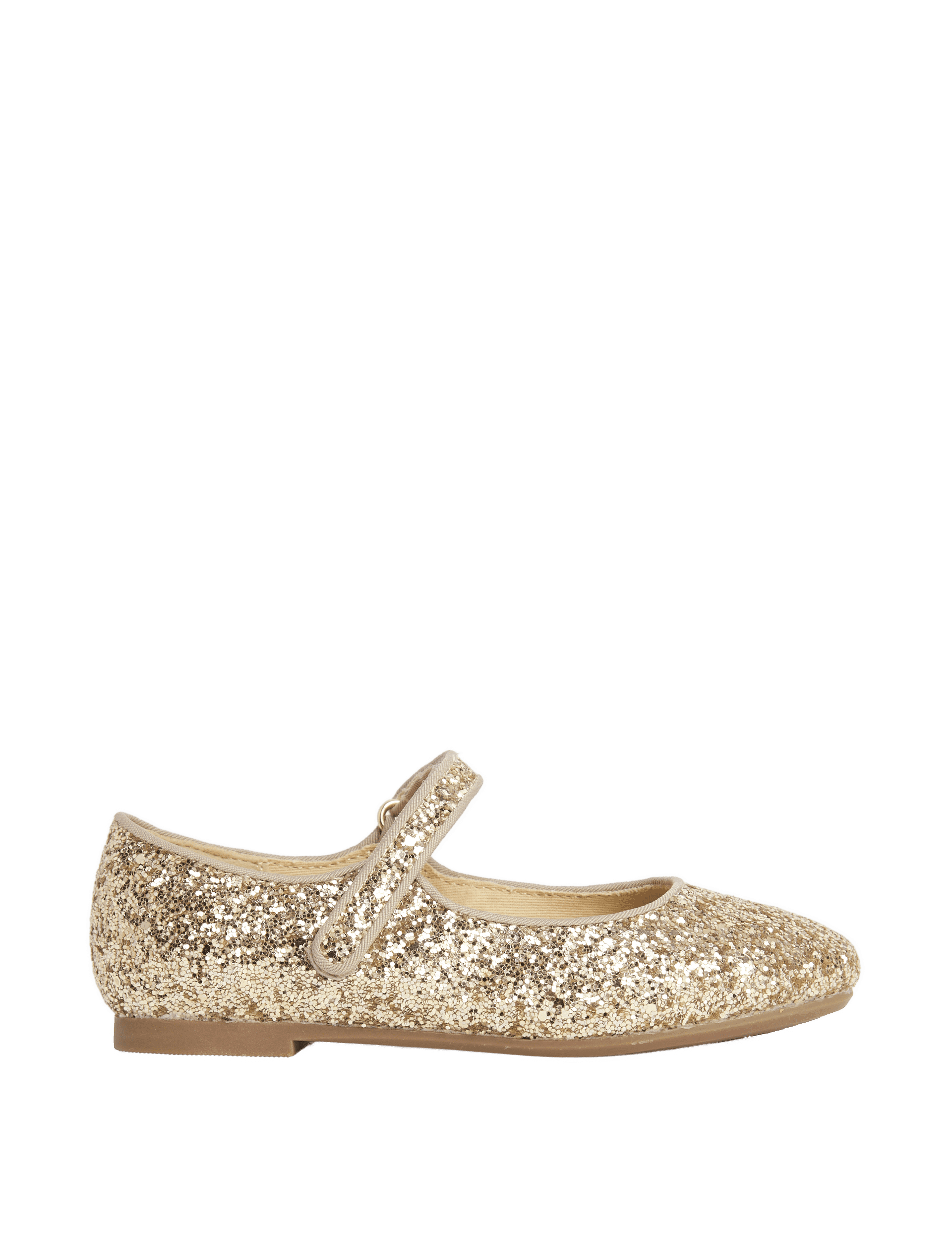 M&S Collection Kids Glitter Ballet Pumps (4 Small - 2 Large) - 5 SSTD - Gold, Gold