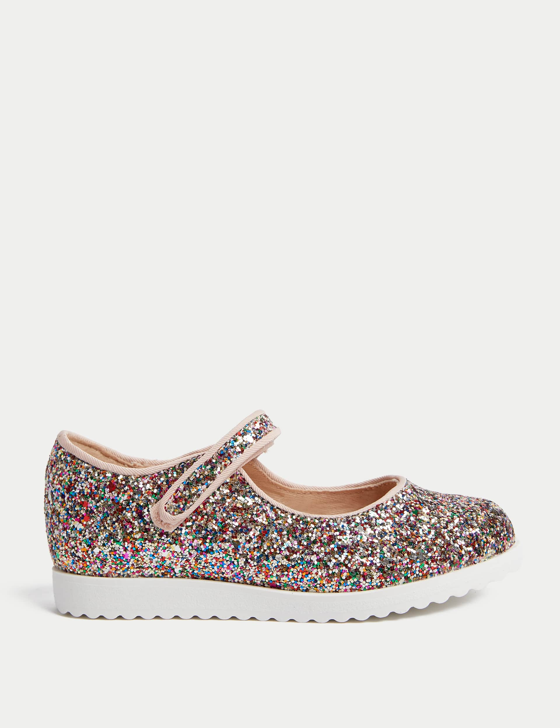 M&S Kids Riptape Glitter Mary Jane Shoes (4 Small - 2 Large) - 8 S - Multi, Multi