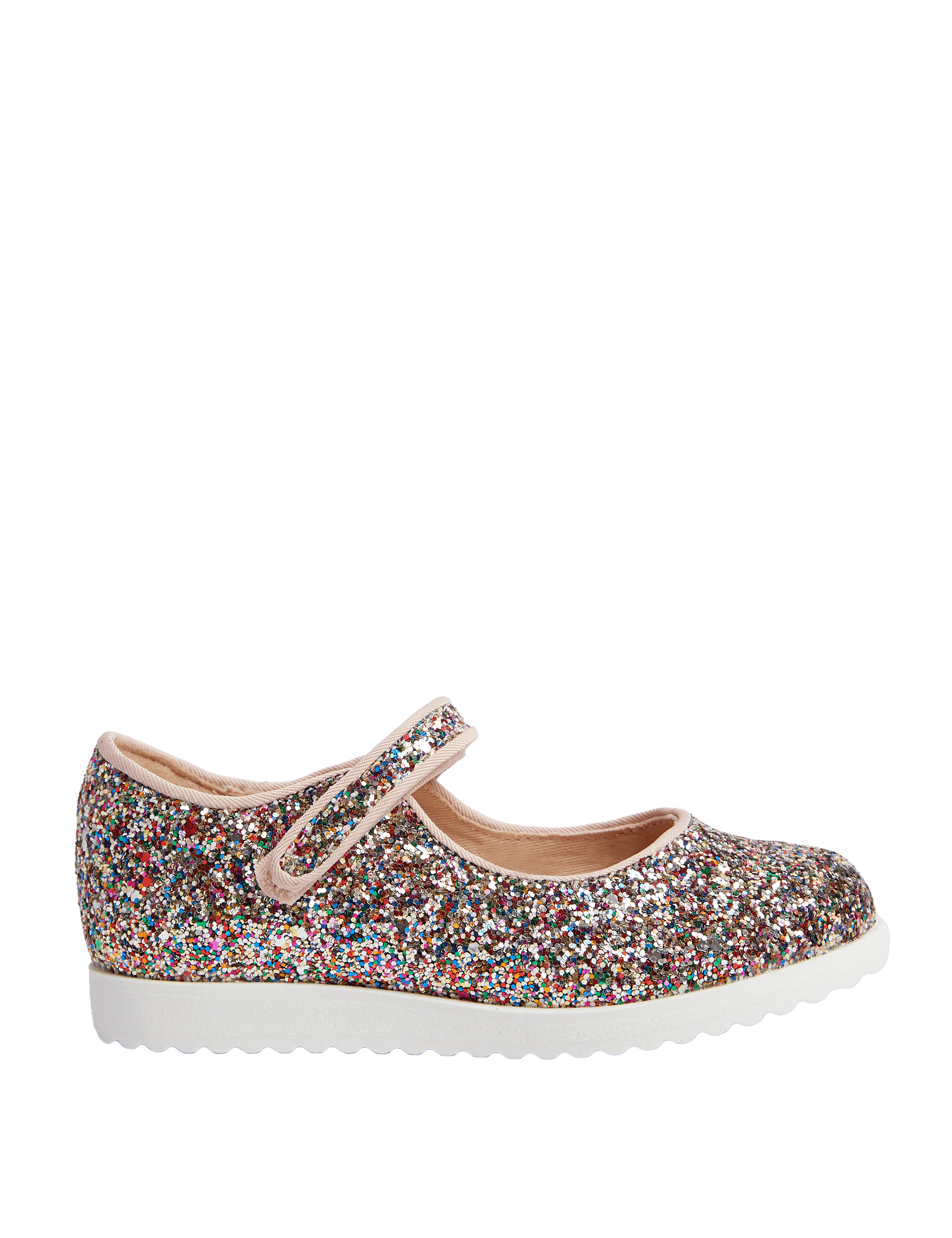 M&S Collection Kids Riptape Glitter Mary Jane Shoes (4 Small - 2 Large) - 13 S - Multi, Multi