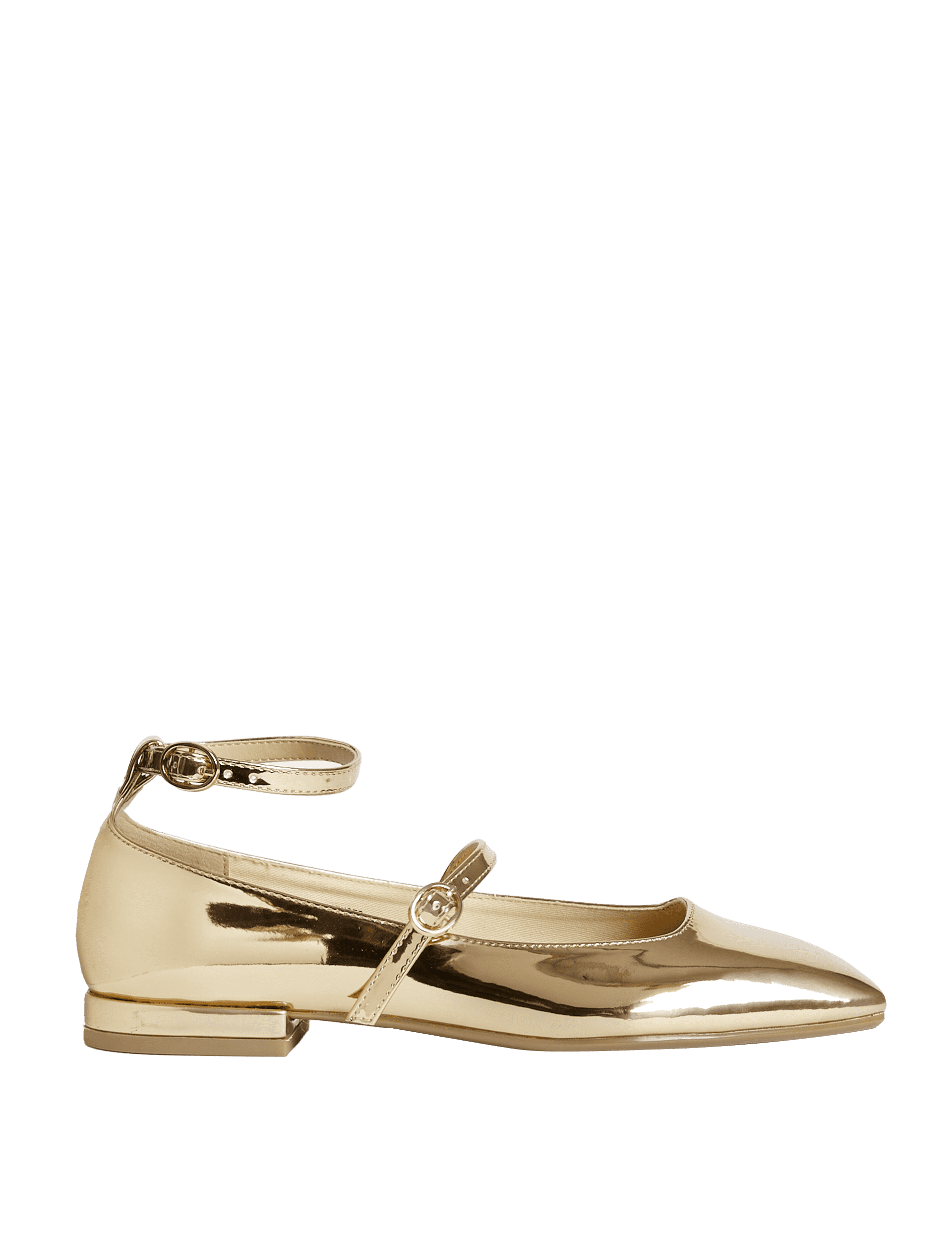 M&S Collection Kids Metallic Ballet Pumps (1 Large - 6 Large) - 5 L - Gold, Gold,Black