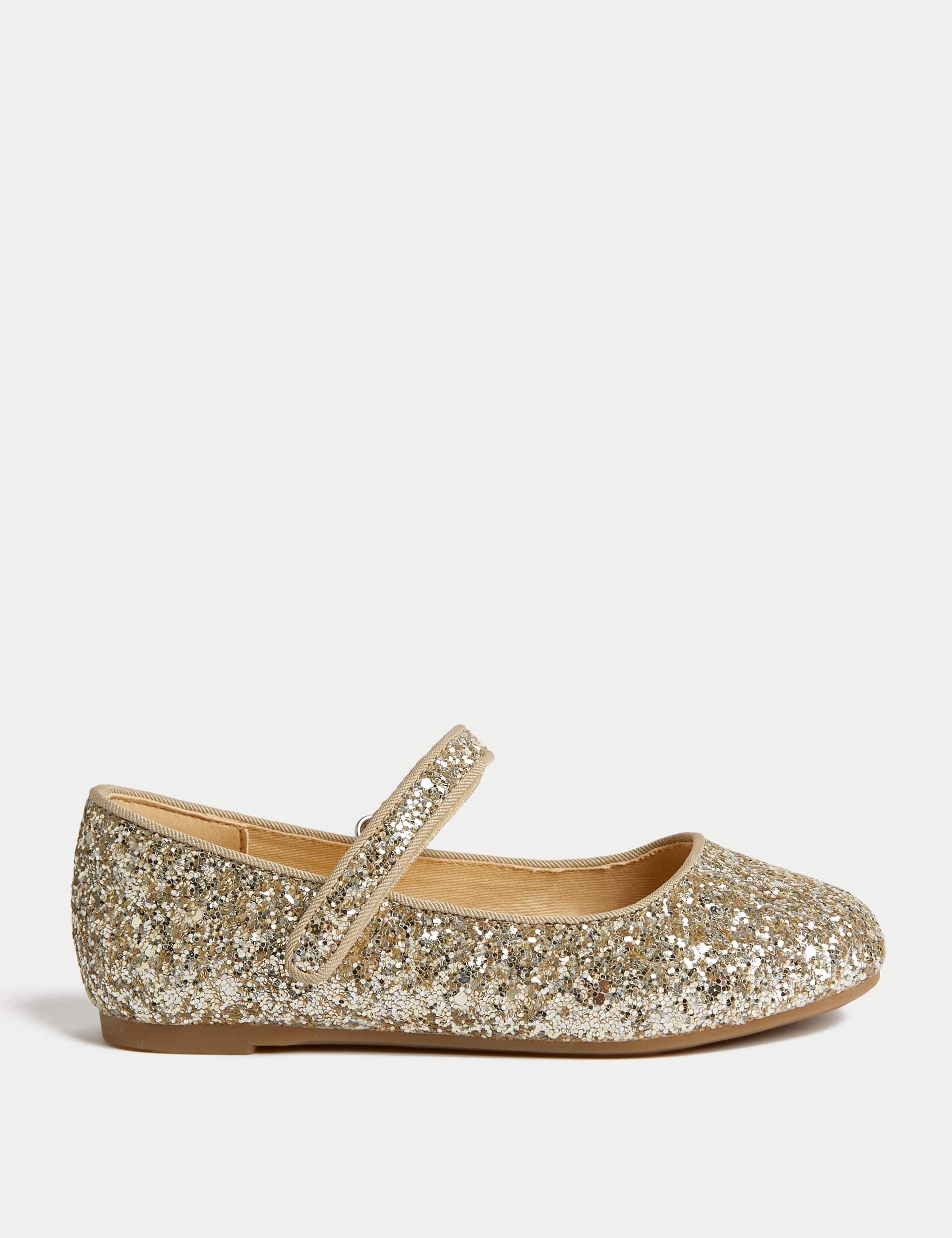 M&S Kids Glitter Mary Jane Shoes (4 Small