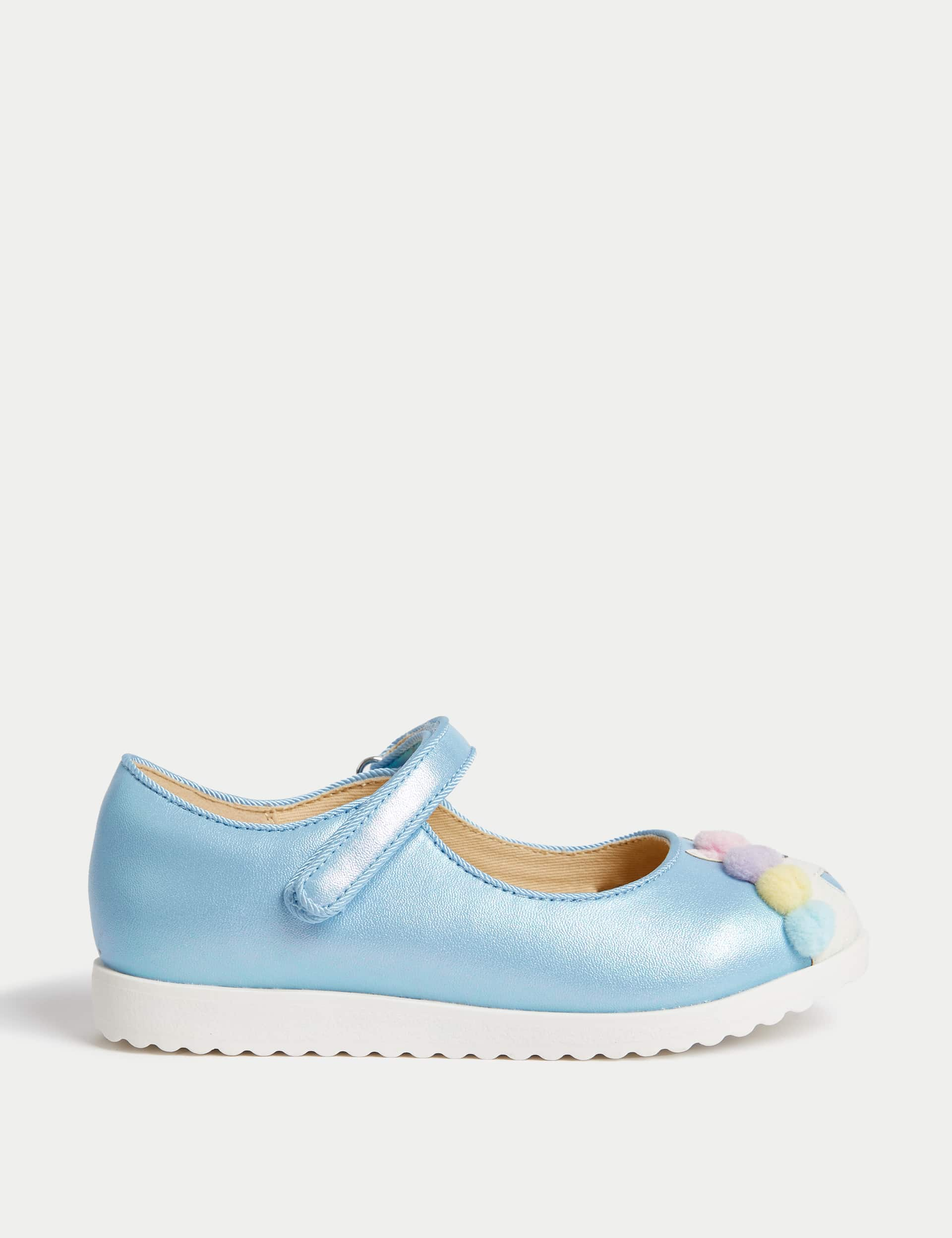 M&S Kids Riptape Unicorn Mary Jane Shoes (4 Small - 2 Large) - 8 SSTD - Soft Blue Mix, Soft Blue Mix