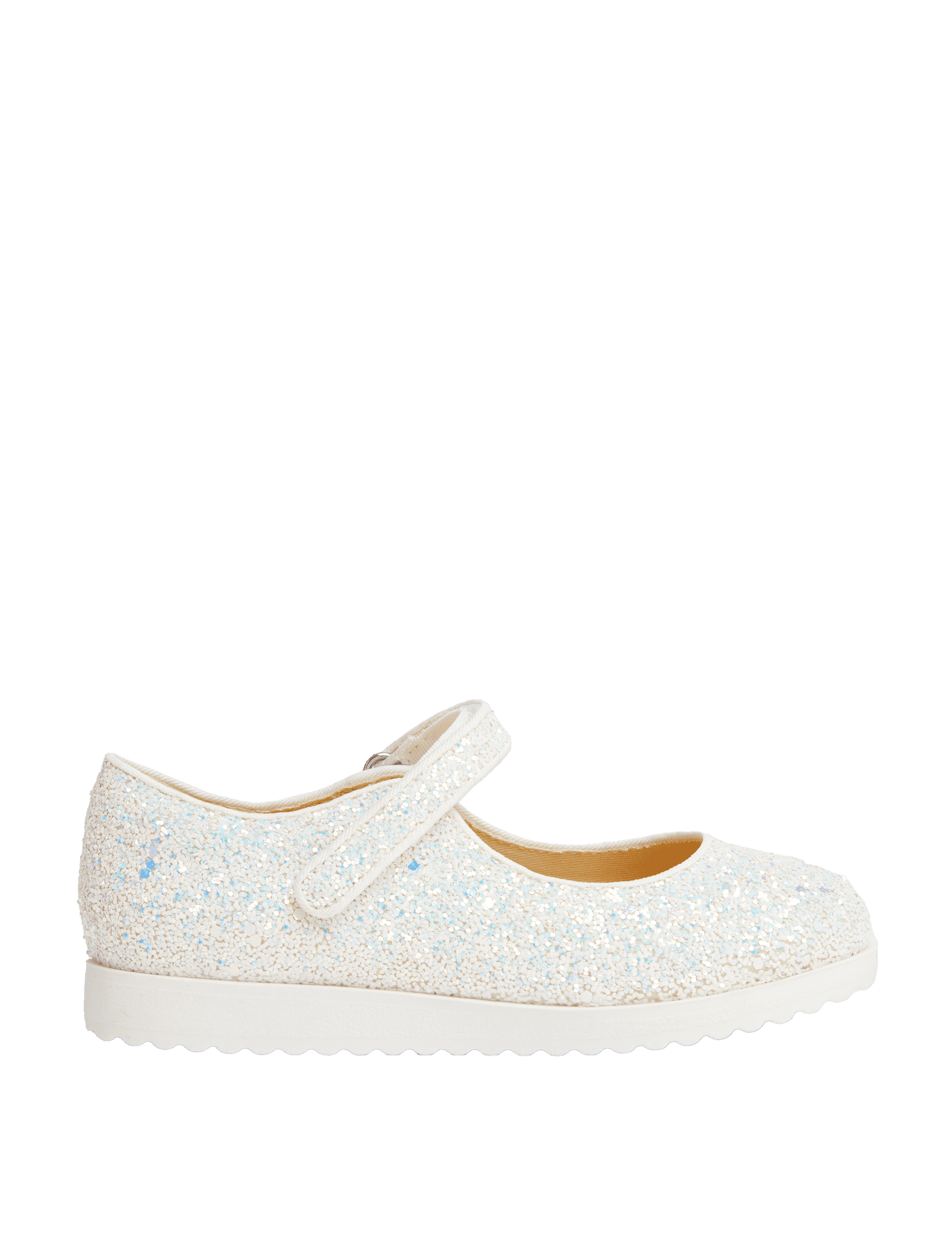 M&S Collection Kids Freshfeet Glitter Ballet Pumps (4 Small - 2 Large) - 1.5 LSTD - White, White