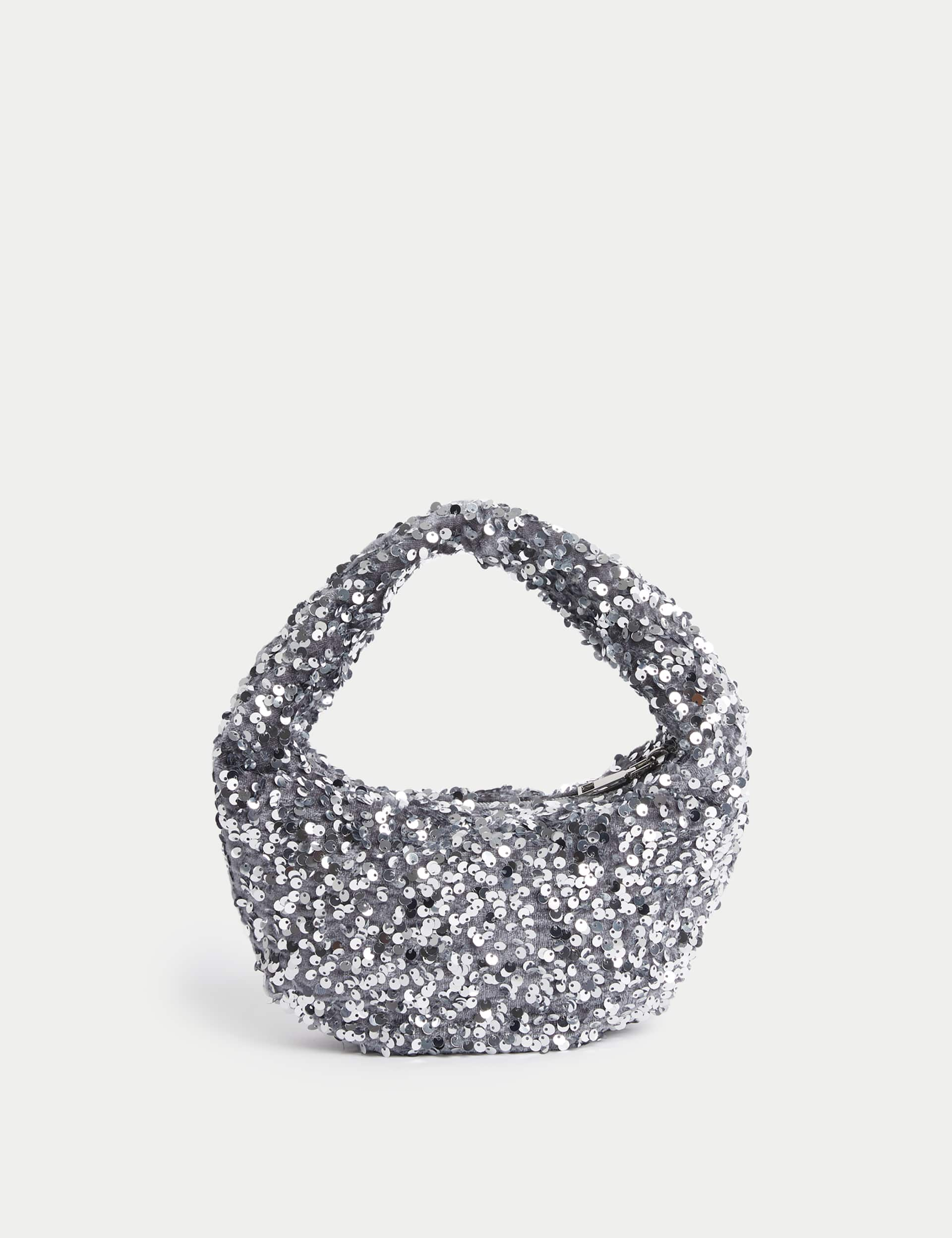 M&S Kids Sequin Handbag - Silver, Silver