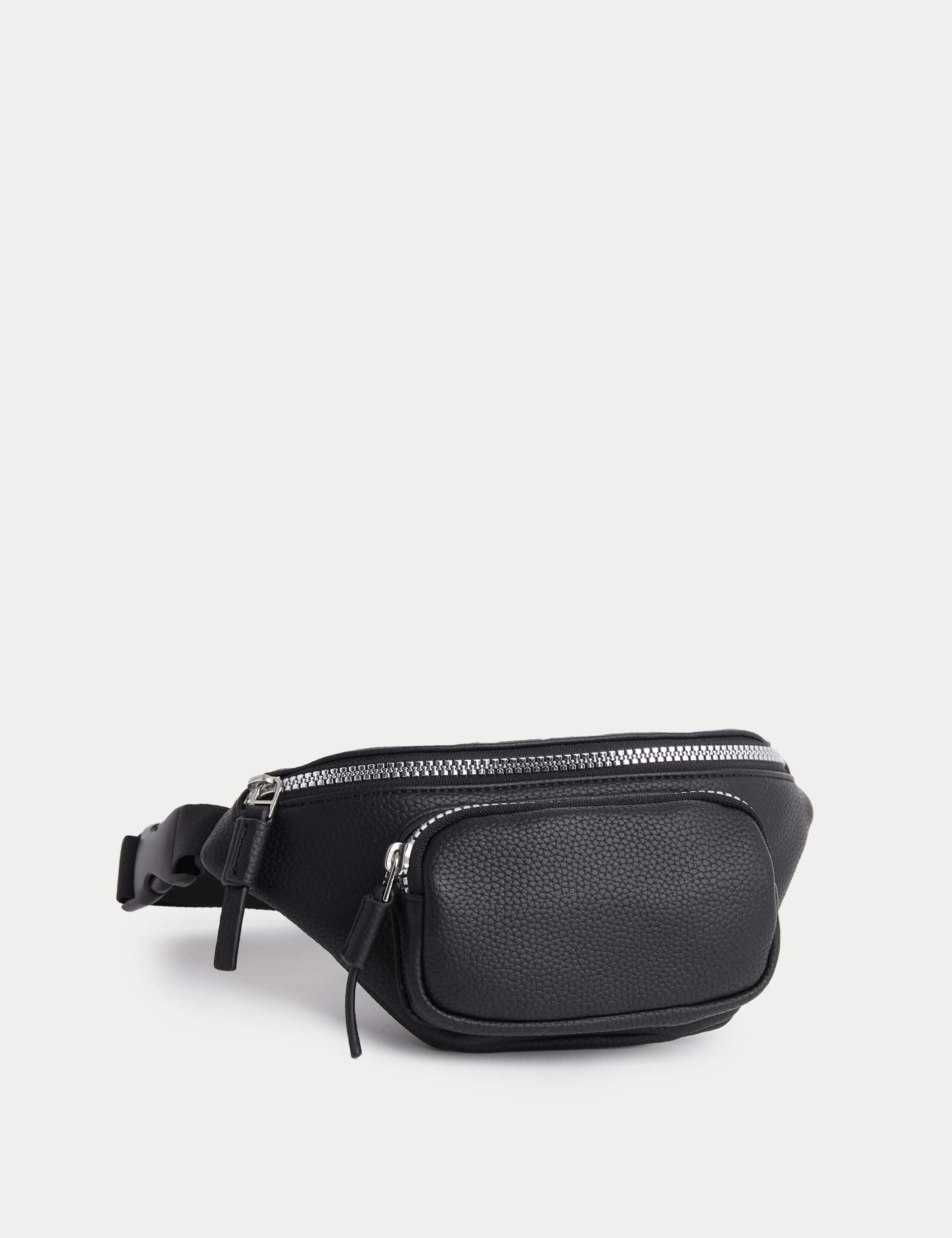 M&S Kids Faux Leather Belt Bag - Black, Black